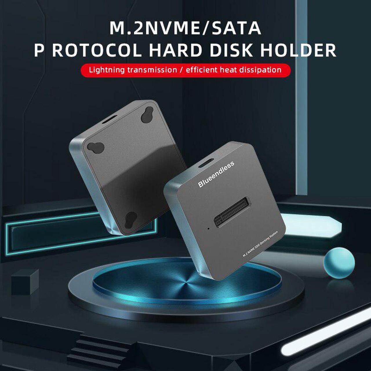 Alt view image 2 of 5 - Dual bay SSD m.2 case usb 3.1 PCIe NVME/NGFF with M Key/B&M Key SSD enclosure Solid Disk case ssd docking station