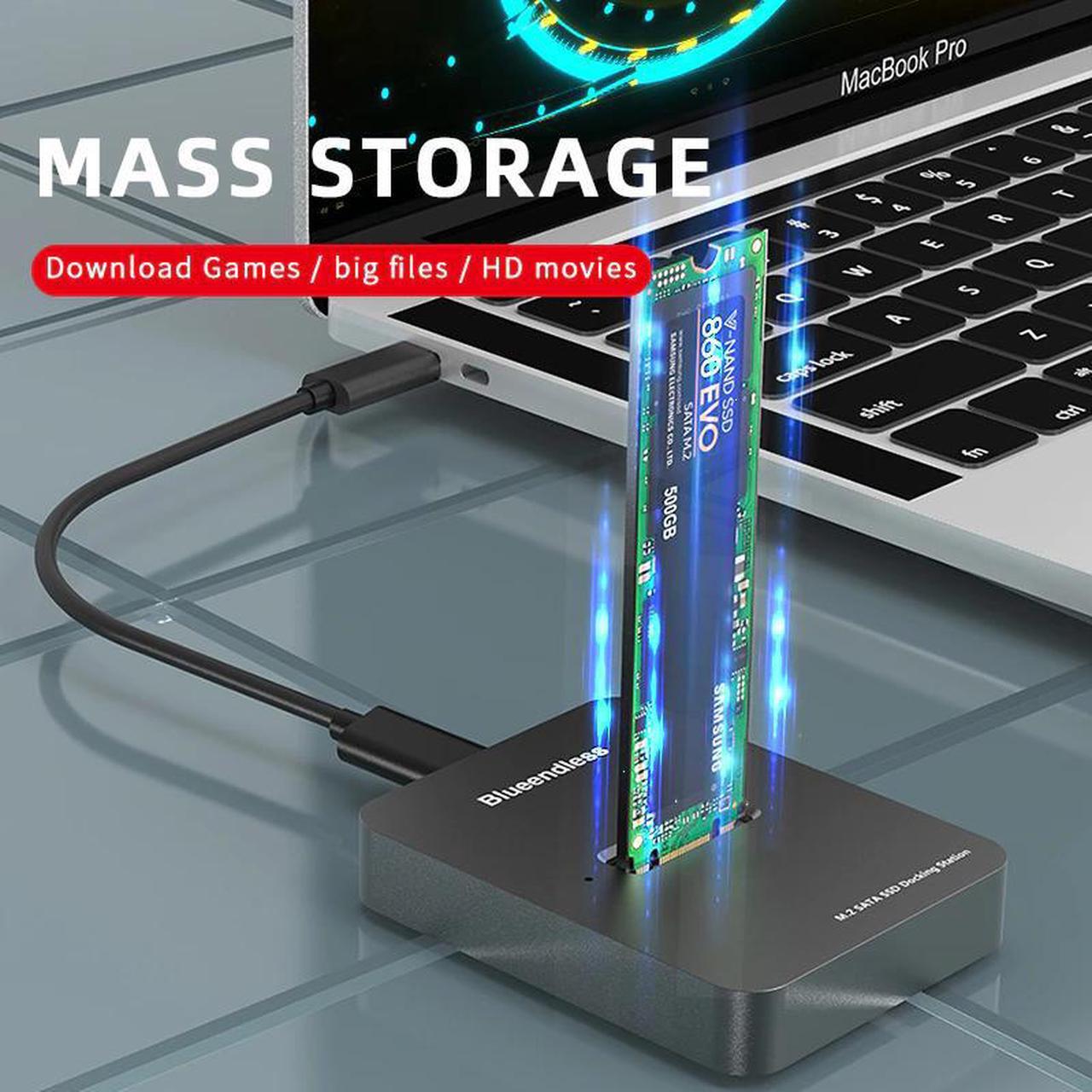Alt view image 5 of 5 - Dual bay SSD m.2 case usb 3.1 PCIe NVME/NGFF with M Key/B&M Key SSD enclosure Solid Disk case ssd docking station