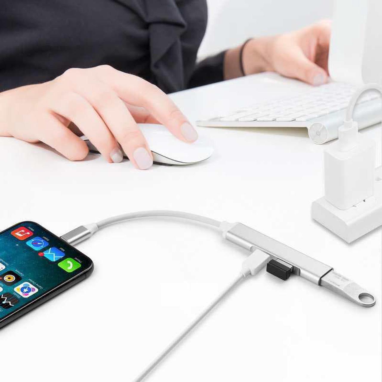 Alt view image 3 of 5 - for Apple to USB 3.0 USB Hub 3.0 USB  Adapter For iPhone iPad iOS Lightning to USB Hub 3.0 With  Lightning Charging Port