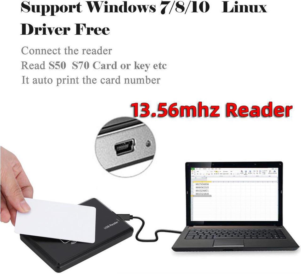 Main image of 125KHz 13.56MHz RFID Reader USB Proximity Sensor Smart Card Reader no drive issuing device USB for Access Control(13.56mhz Reader)