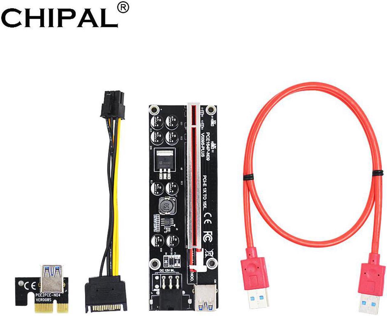 VER009S Plus PCI-E Riser Card 009S PCIE 1X to 16X Extender 6Pin Power 60CM USB 3.0 Cable for Graphics Card