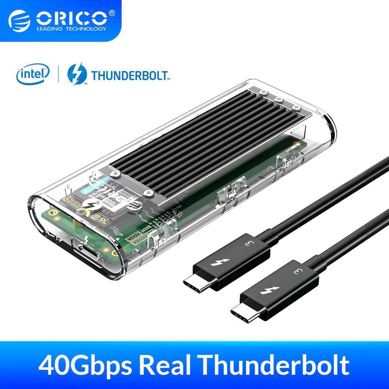Alt view image 5 of 5 - Thunderbolt 3 40Gbps M.2 NVME SSD Enclosure 2TB Transparent USB C SSD Case with 40Gbps C to C Cable For Mac Windows