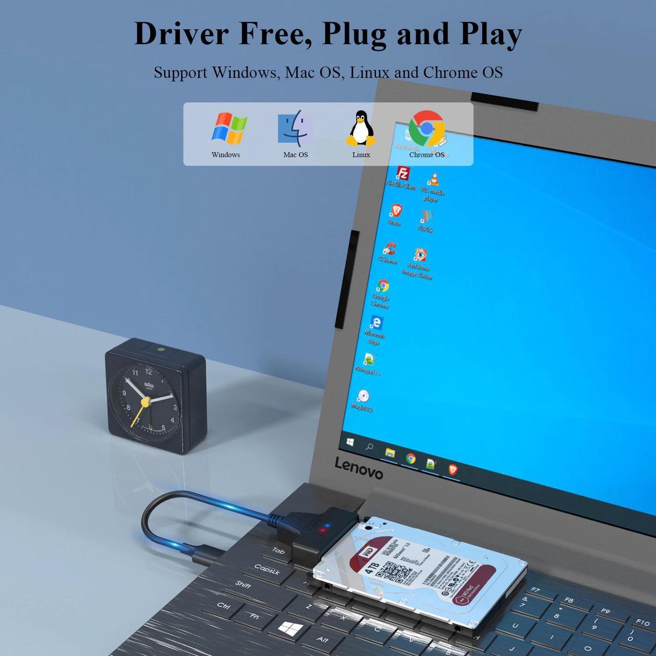 Alt view image 3 of 5 - SATA to USB 3.0 Adapter Cable SSD and HDD Hard Drive Connector 5Gbps Support SATA III UASP SSD/HDD Data Transfer