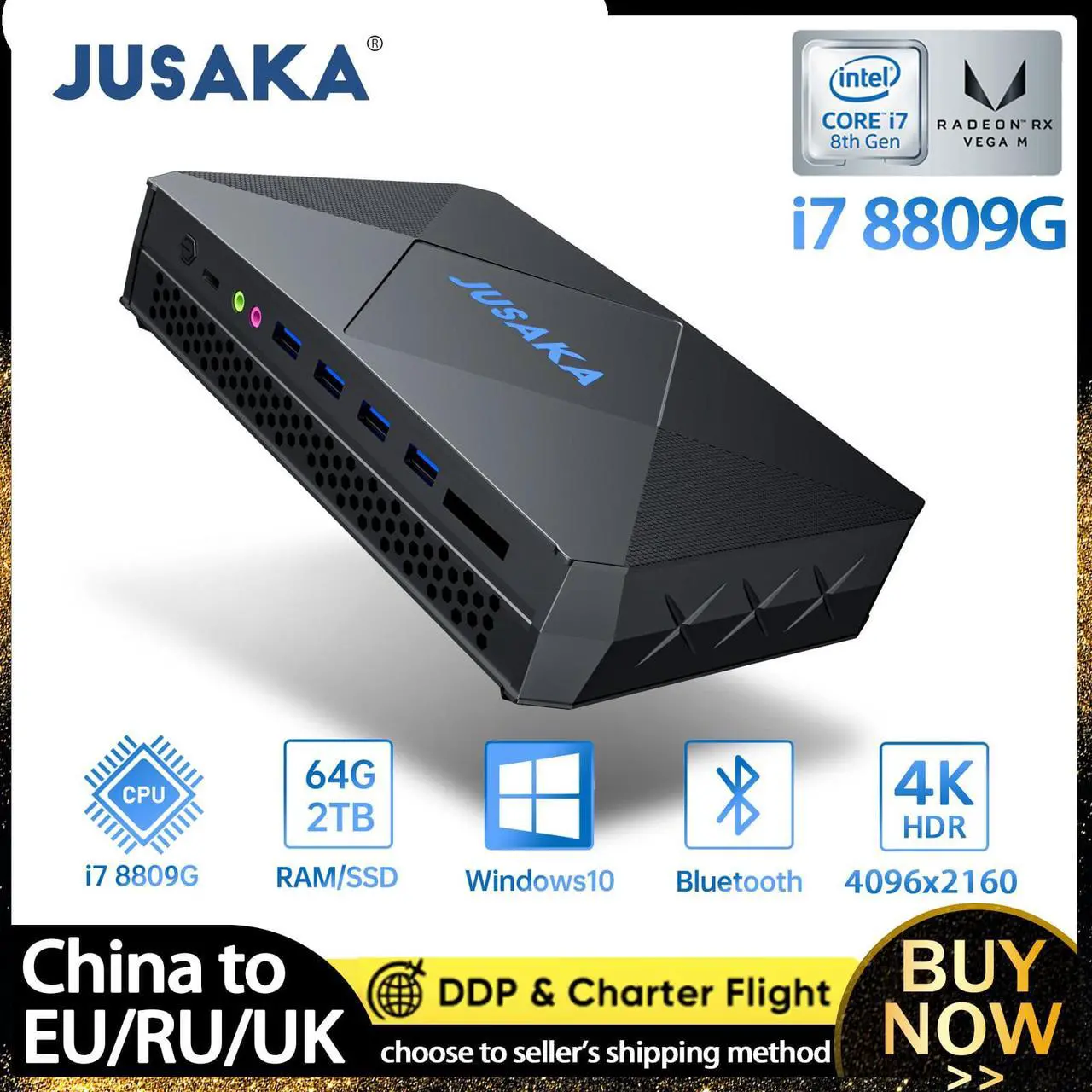 Alt view image 5 of 5 - PC i7 8809G Vega M Graphics SSD Windows 10 PRO  Gaming PC  Desktop Computer Dual WIFI HDMI DP 4X4K DDR4 Dual Ram