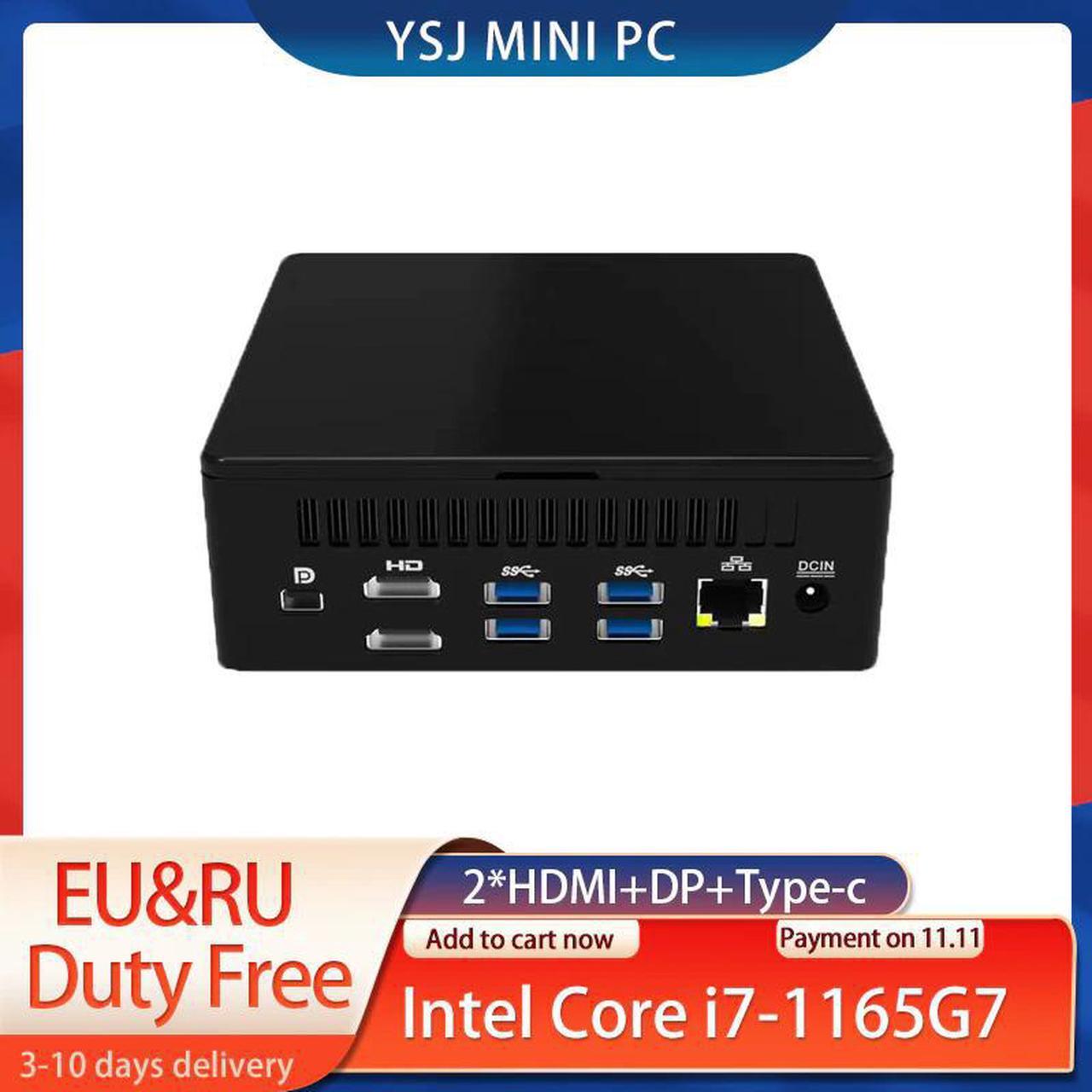 Alt view image 4 of 4 - Mini PC  Core i7 1165G7 i5 1135G7 Thunderbolt 4 Windows 11/10 2*DDR4 NVMe SSD Mini Computer 2*HDMI DP 8K HD WiFi BT
