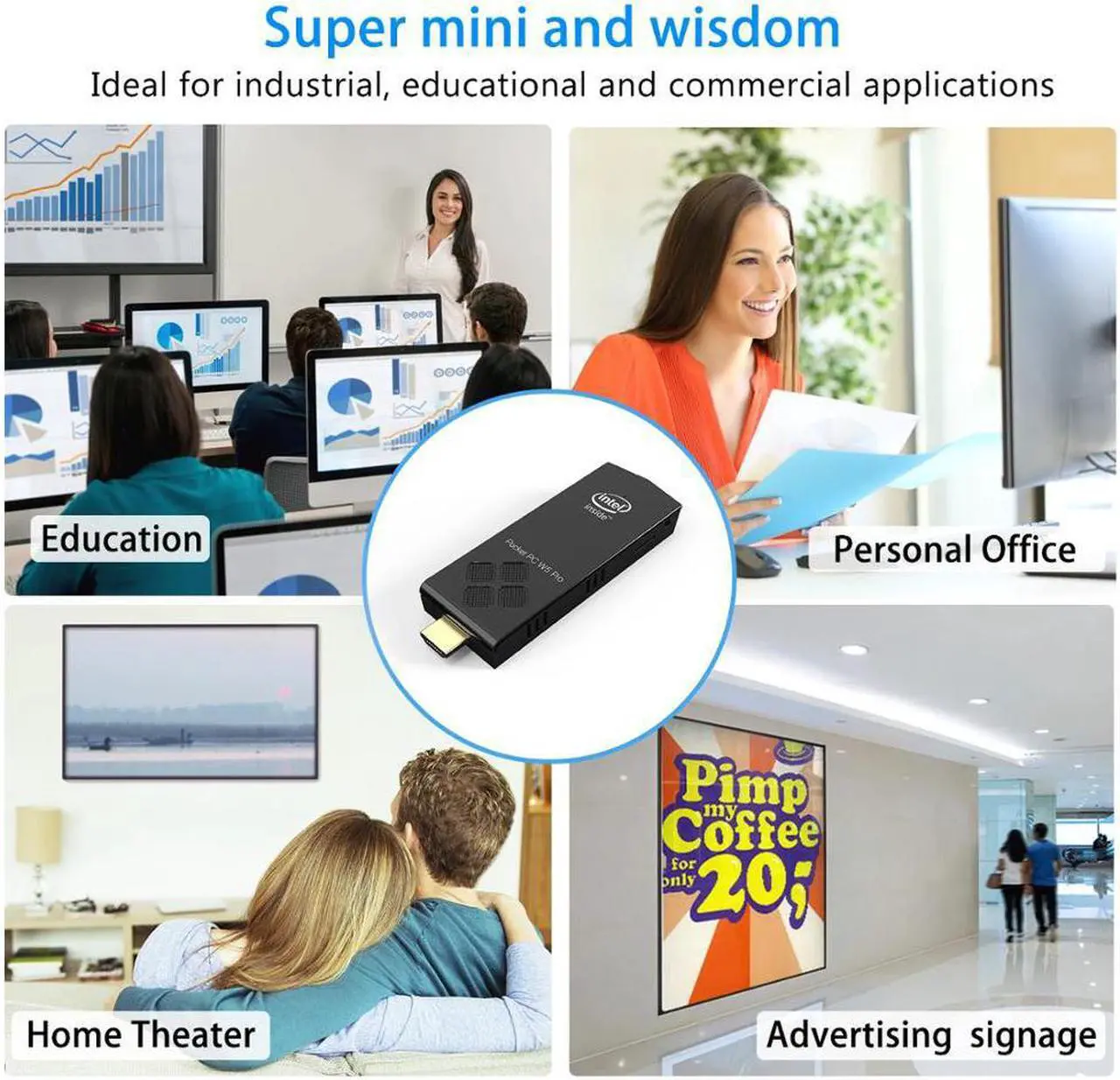 Alt view image 3 of 4 - W5 PRO T5 Windows 10 Mini PC TV Stick Computer Intel 8350 2GB 4GB RAM 32GB 64GB 128GB 2.4G/5G WiFi BT4.0 4K HD Computer