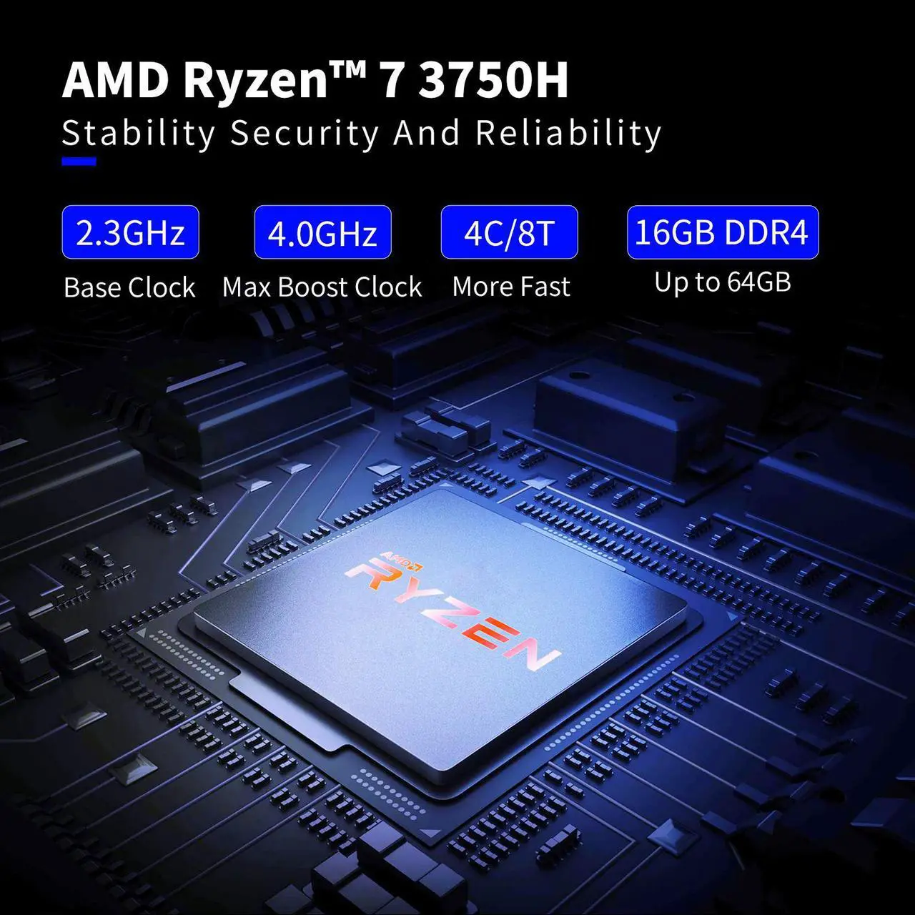 Alt view image 4 of 5 - 2022 GMK KB4  Ryen 7 3750H Windows 11 Pro MINI PC DDR4 16GB RAM 512GB SSD WIFI BT PC Gaming Computador VS Beelink SER3