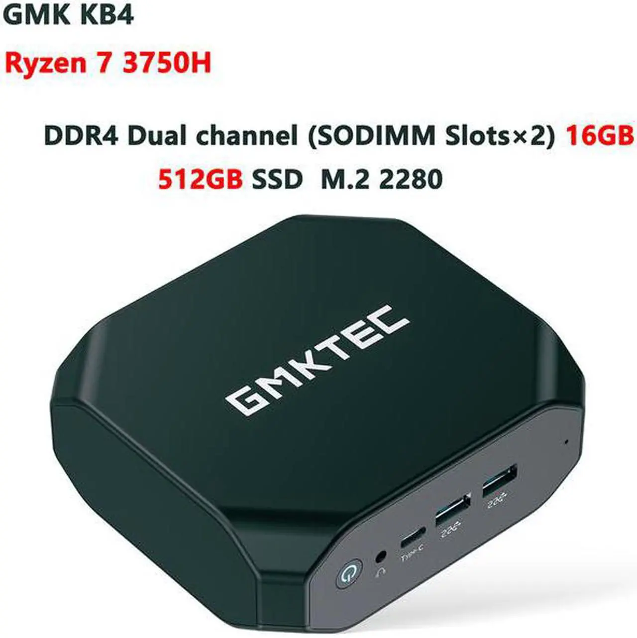 Main image of 2022 GMK KB4  Ryen 7 3750H Windows 11 Pro MINI PC DDR4 16GB RAM 512GB SSD WIFI BT PC Gaming Computador VS Beelink SER3