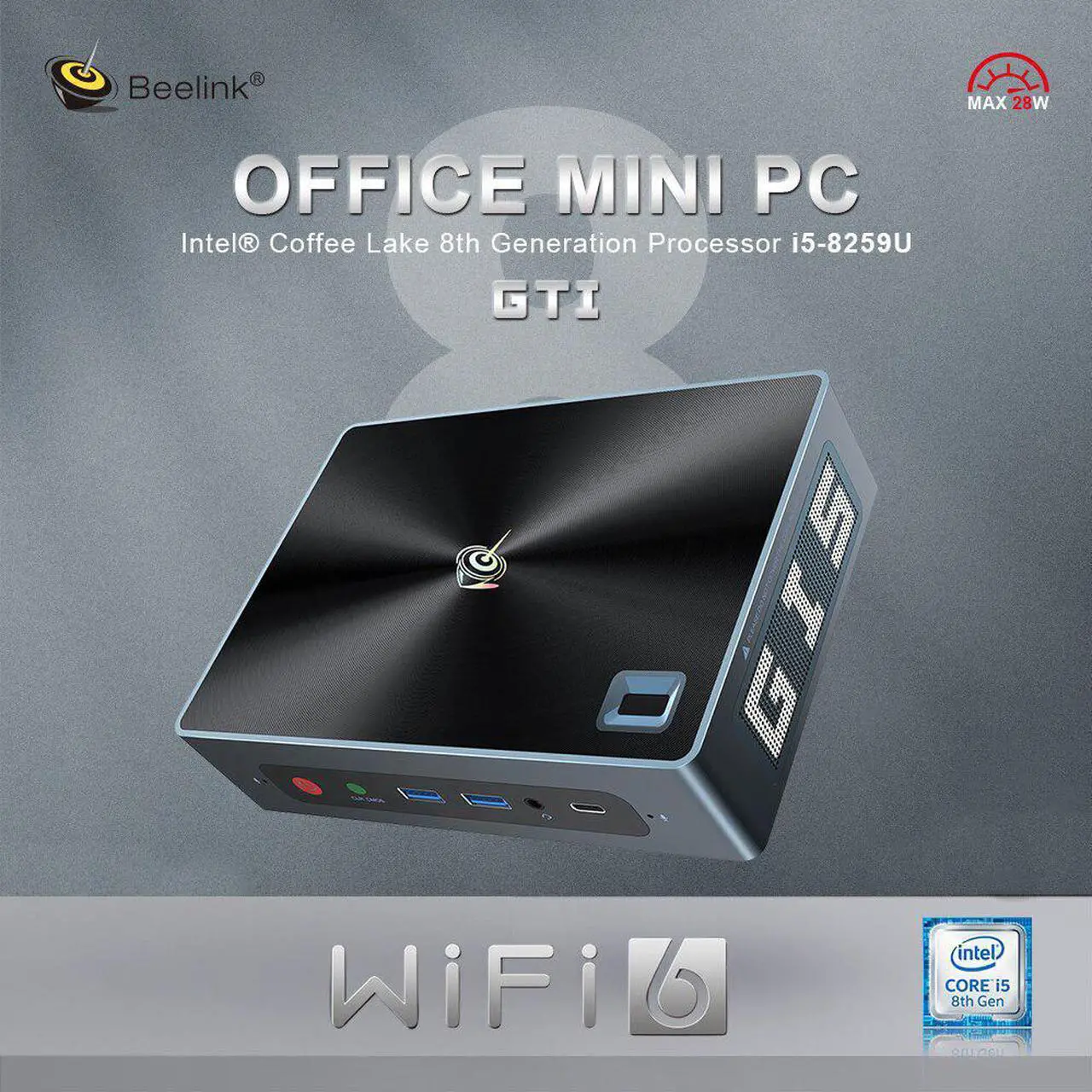 Main image of GTI 8th i5-8259U Gen Office Windows 10 Mini PC WIFI 6 BT5.0 4K Three Screen Display Dual Voice MIC PC Gamer Computador