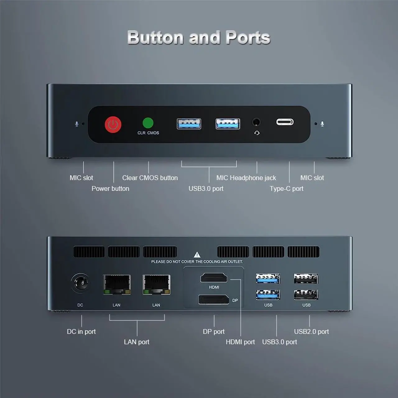 Alt view image 3 of 5 - GTI 8th i5-8259U Gen Office Windows 10 Mini PC WIFI 6 BT5.0 4K Three Screen Display Dual Voice MIC PC Gamer Computador