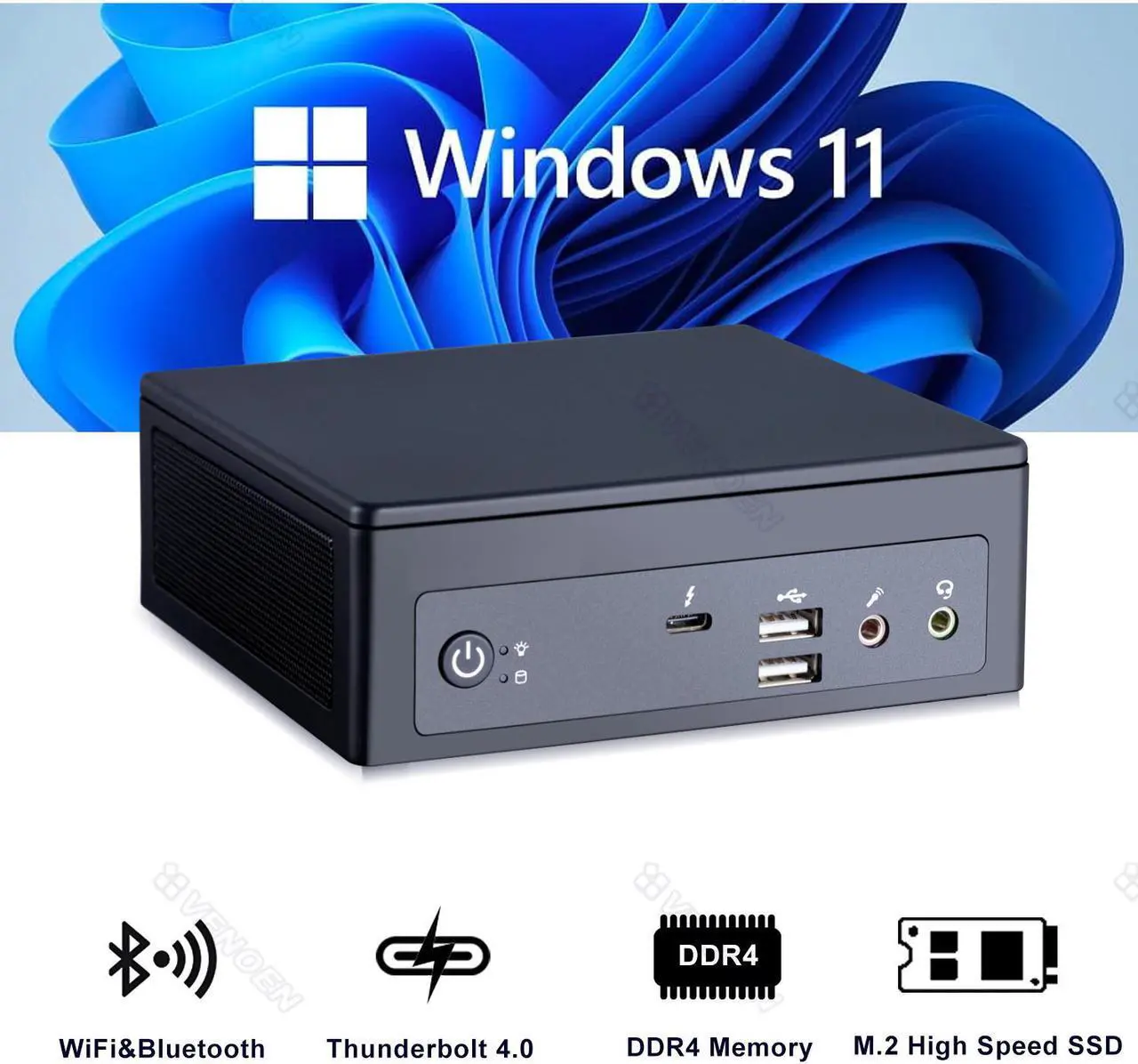 Alt view image 2 of 5 - Mini PC i7 1165G7 i5 1135G7 Thunderbolt 4 Windows 11/10 Linux i3 1115G4 NVMe SSD 2*HDMI DP 8K UHD WiFi BT Gaming Computer