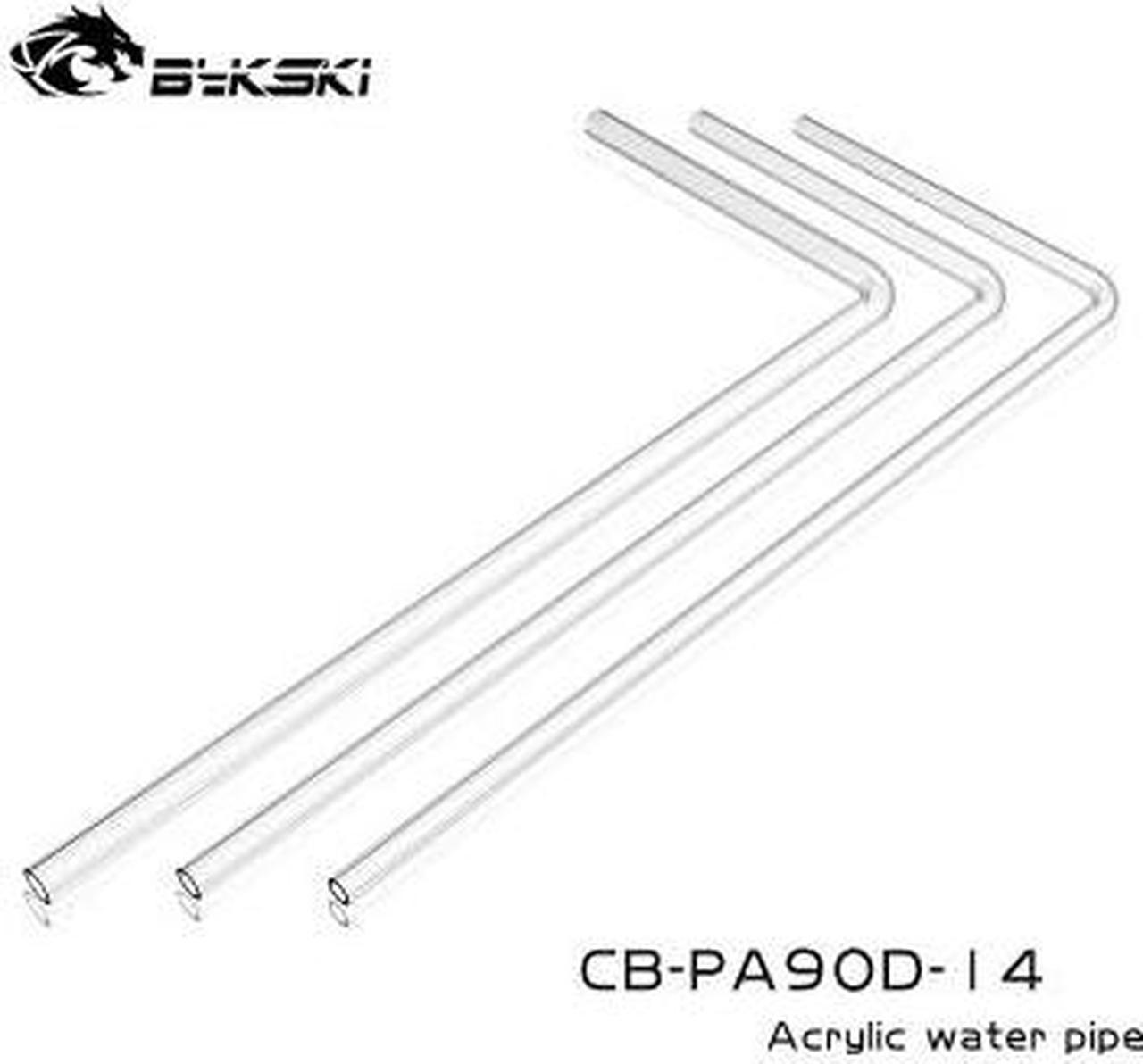 CB-PA90D-14 90 degree Bended Acrylic PMMA Hard Tube OD14mm 50cm Length 90 degree Pre-bended Pipe Water Cooling 200X500MM