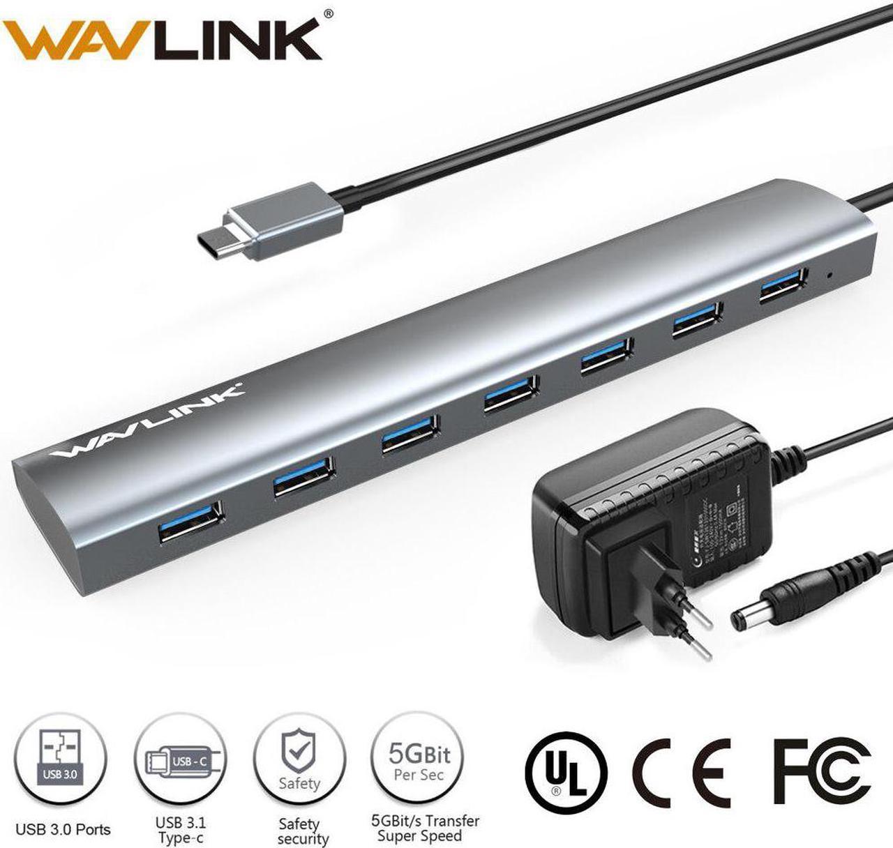 High Speed 7 Ports USB C HUB USB3.0 Hub  Aluminum Type C  USB 3.1 Splitter with 5V/4A Power Adapter for Laptop PC Tablet