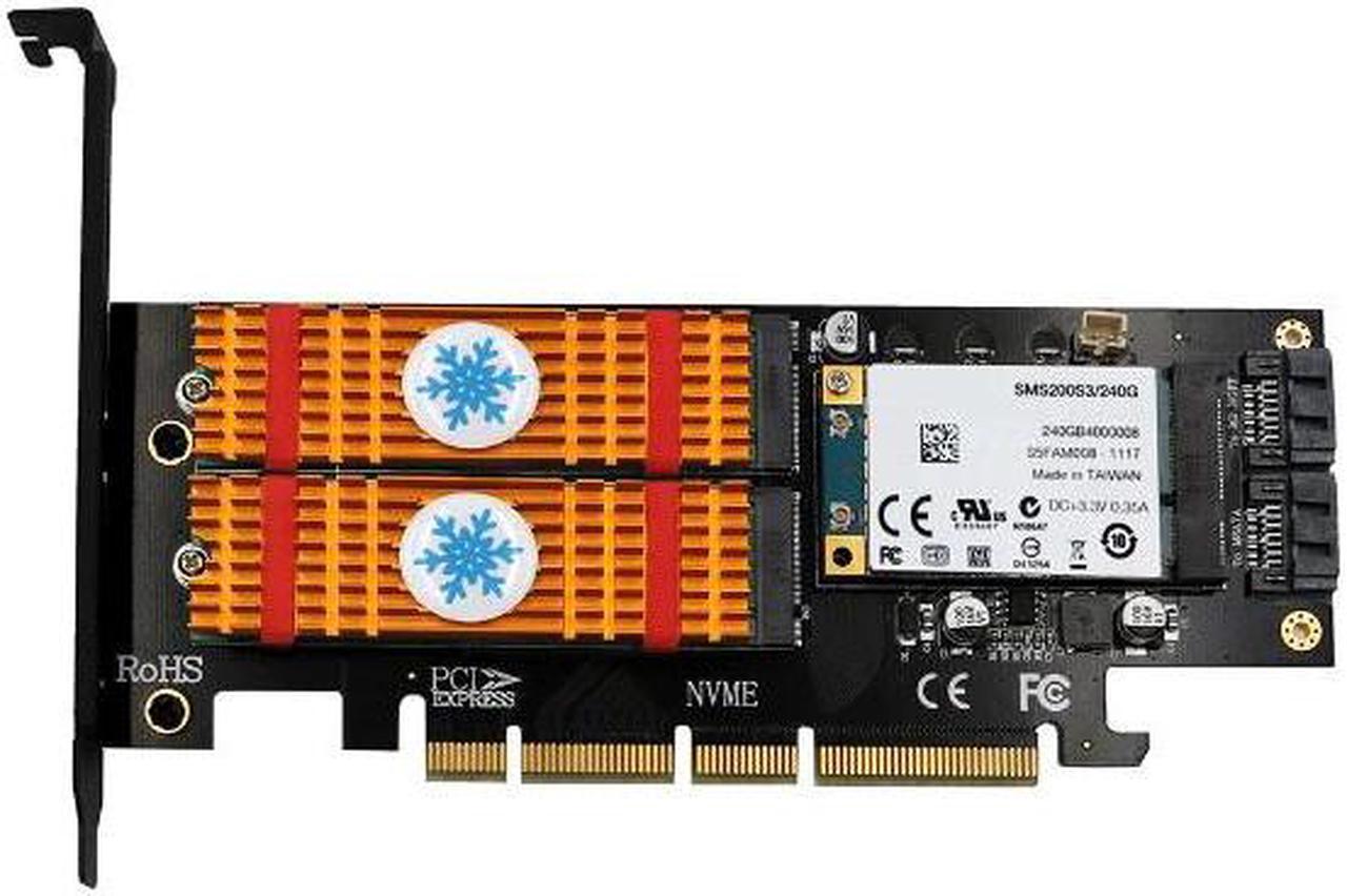 NVMe SSD NGFF mSATA to PCI-E X4/X8/X16 Raiser M Key B Key mSATA 3in1 PCI Express Riser Card mSATA SSD PCIE  SATA Adapter