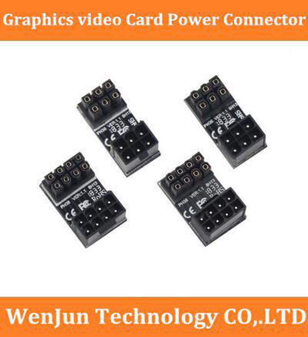 quality Graphics video Card Power Connector 180 degree adapter with pcie PCI-e 6Pin 6-Pin 8Pin 8-Pin male female connecotor