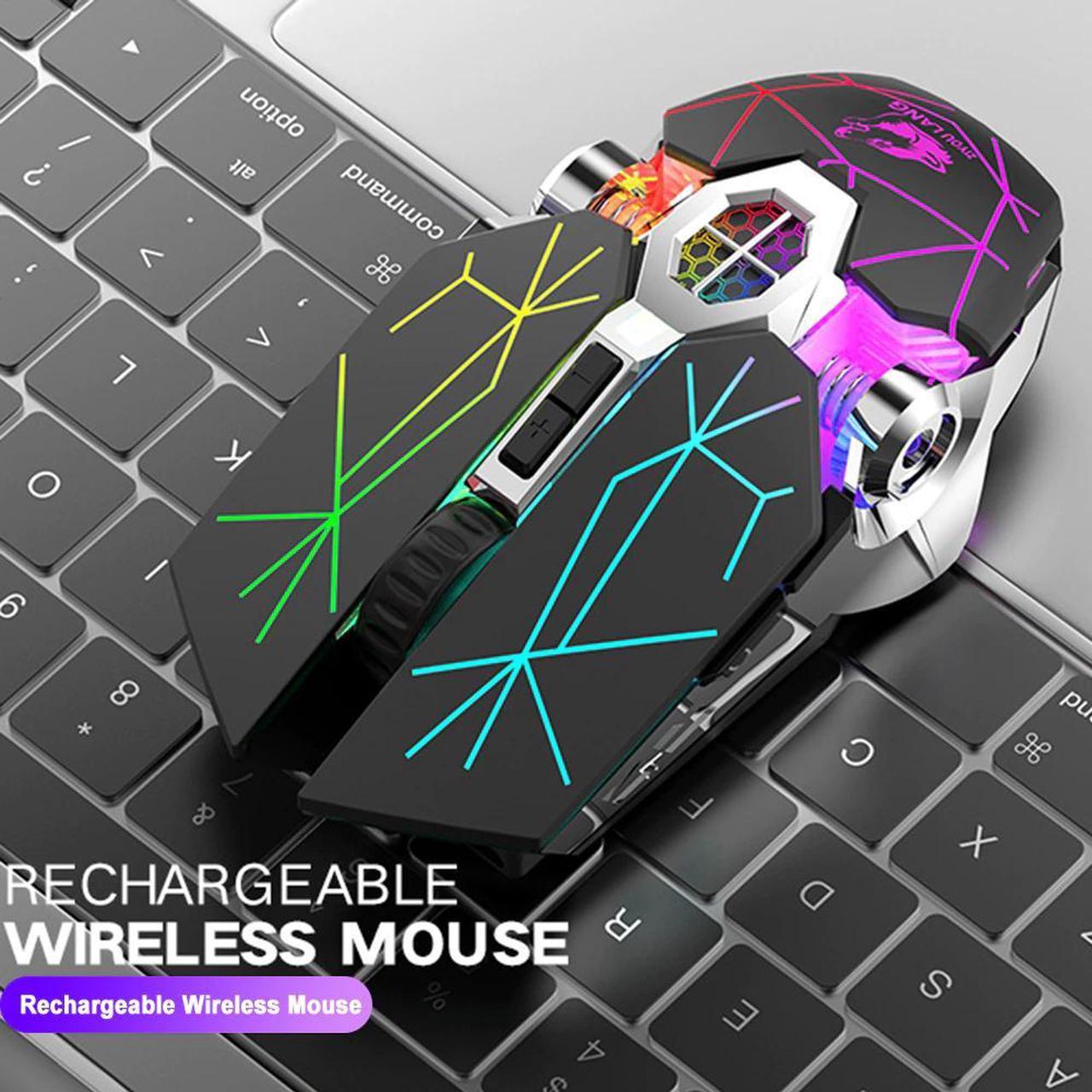 Wireless Gaming Mouse 2.4G Bluetooth 5.0 2400DPI USB Rechargeable Mute Backlight Mice Optional Mouse for Windows Computer PC