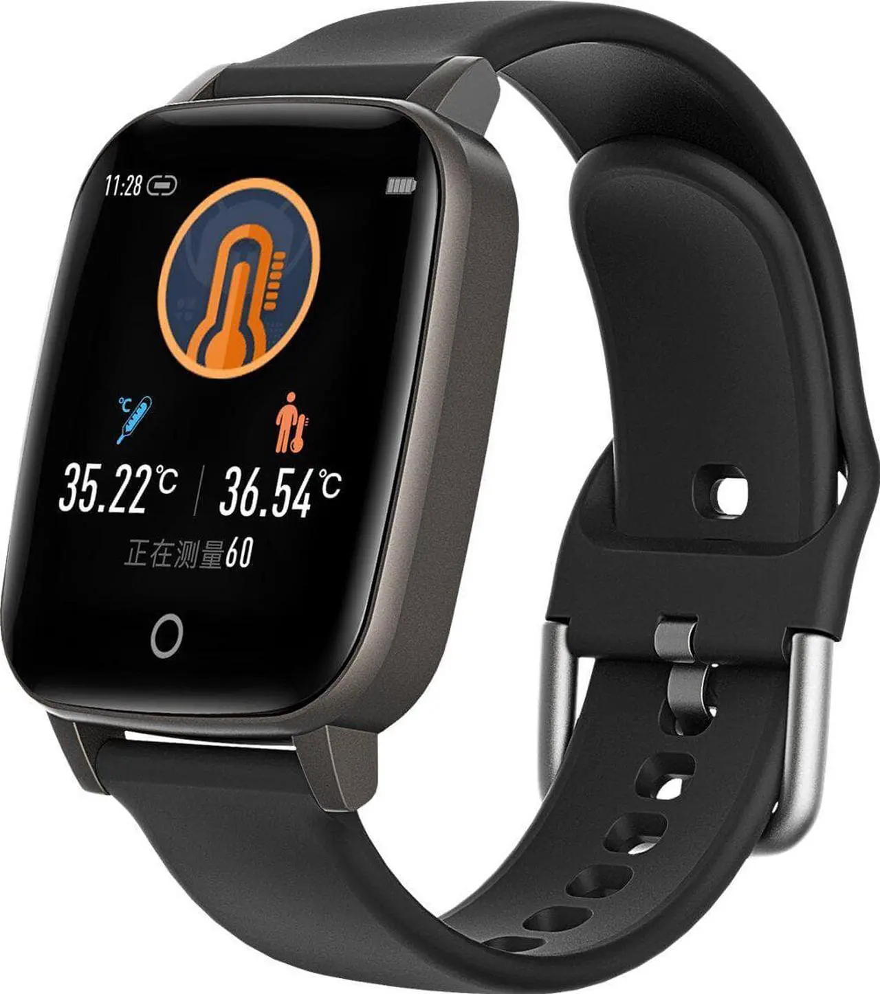 Alt view image 4 of 5 - T1 1.3 inch bluetooth 5.0 Temperature Measurement Wristband Health Fitness Tracker IP67 Waterproof Smart Watch