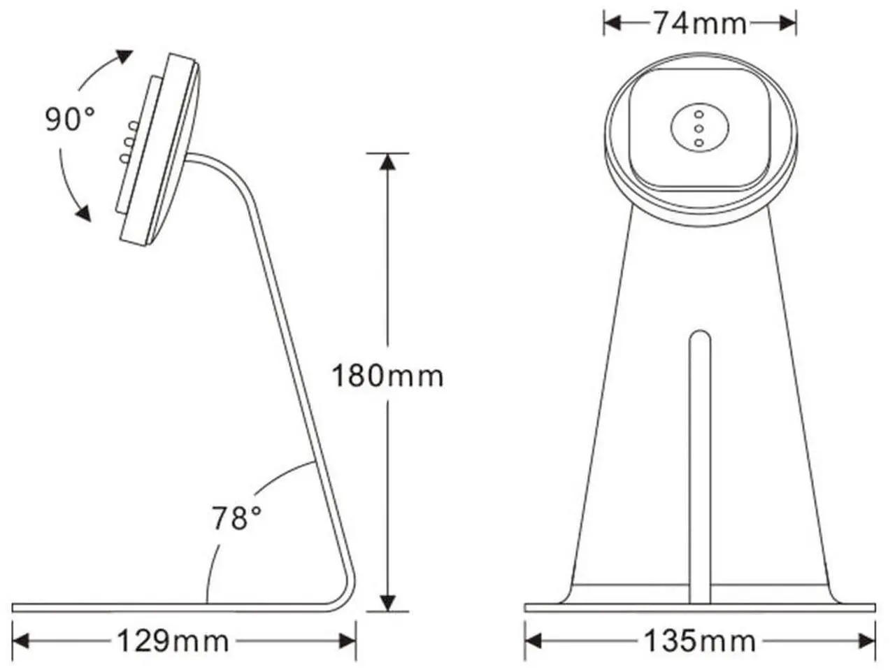Alt view image 4 of 7 - Emonita Magnetic iPad Stand, with 360° Adjustable and Rotatable Charging Port, Only iPad Stand - Black