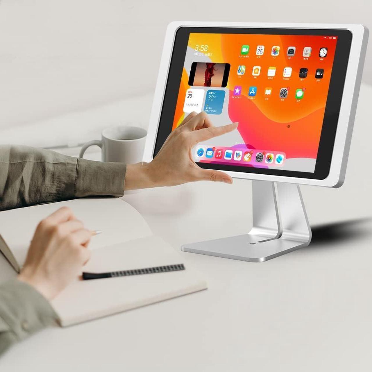 Alt view image 5 of 7 - Emonita Magnetic iPad Stand, with 360° Adjustable and Rotatable Charging Port, Only iPad Stand -silver