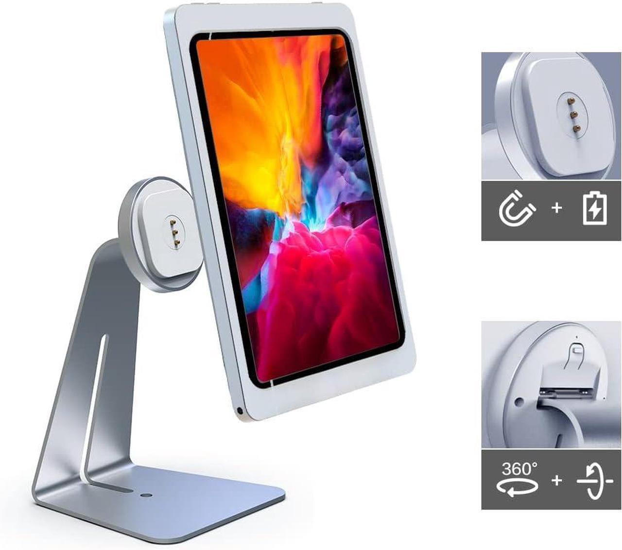 Main image of Emonita Magnetic iPad Stand, with 360° Adjustable and Rotatable Charging Port, Only iPad Stand -silver