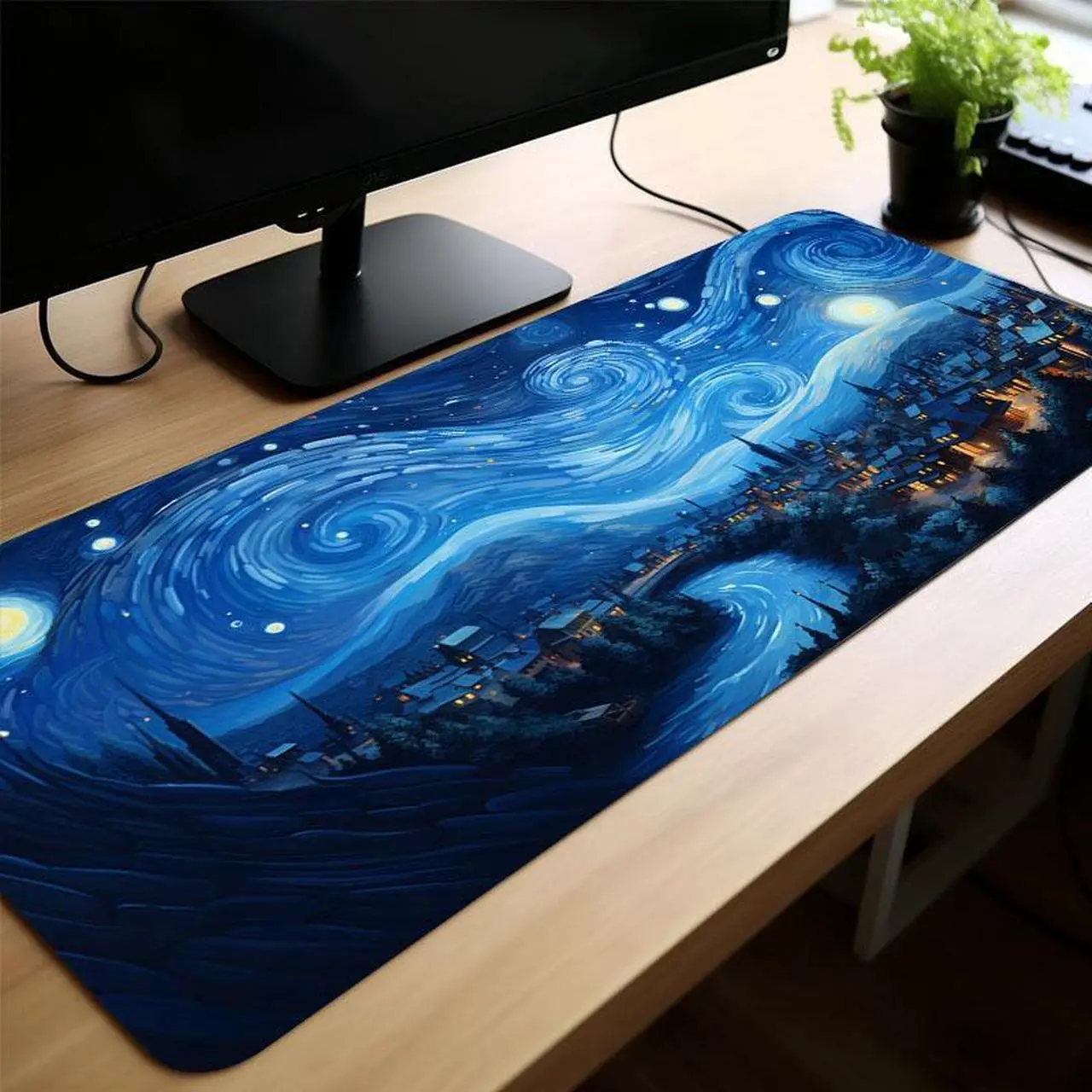 Alt view image 2 of 5 - CZQEPMB Night Starry Sky Space Galaxy Mouse Pad Gamer Computer Large Mousepad Mouse Mat Keyboard Pad -15.7 x 35.4in