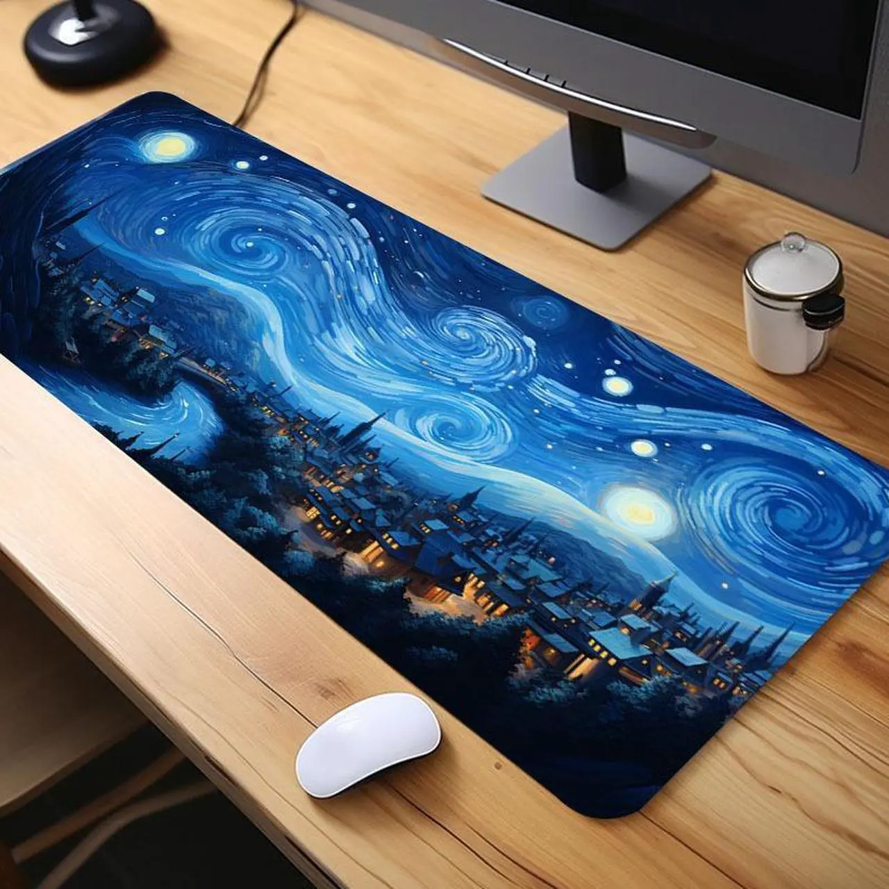 Alt view image 4 of 5 - CZQEPMB Night Starry Sky Space Galaxy Mouse Pad Gamer Computer Large Mousepad Mouse Mat Keyboard Pad -15.7 x 35.4in