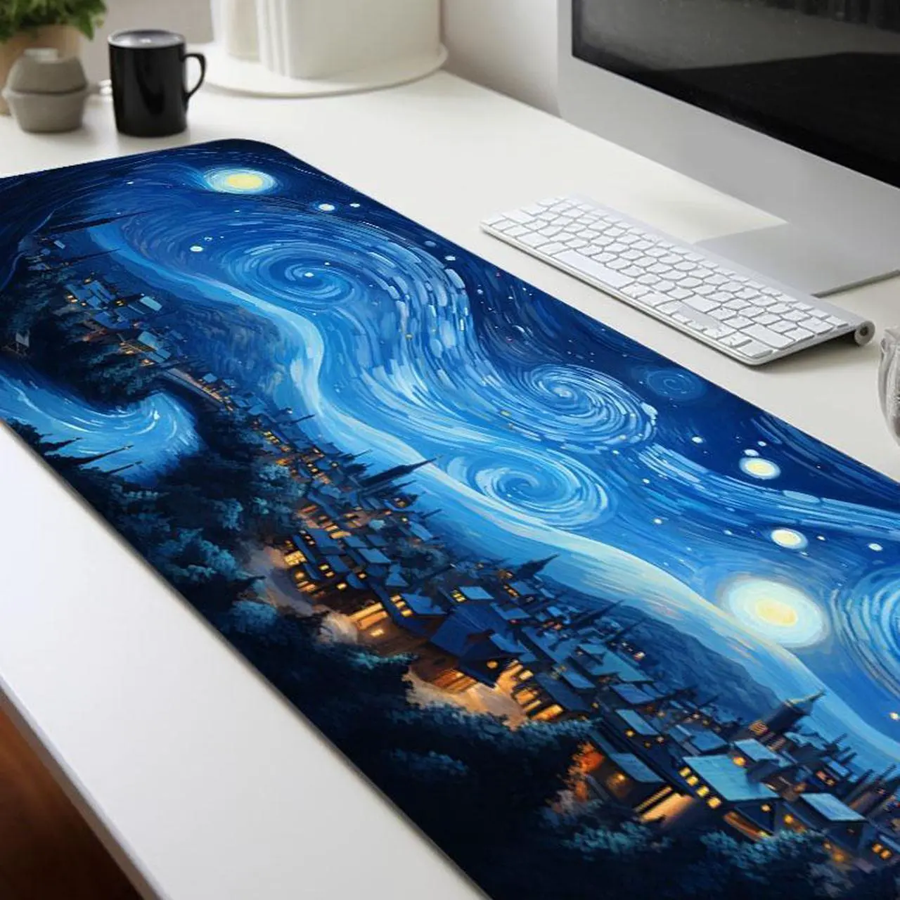 Alt view image 5 of 5 - CZQEPMB Night Starry Sky Space Galaxy Mouse Pad Gamer Computer Large Mousepad Mouse Mat Keyboard Pad -15.7 x 35.4in
