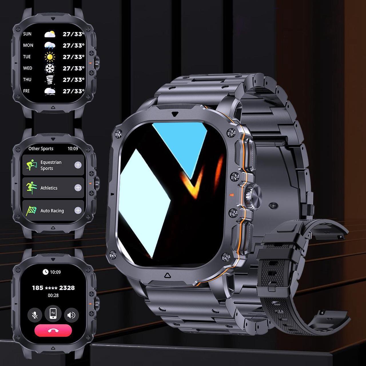 Main image of CZQEPMB Smartwatch for Men(Answer/Make Calls), HD Touch Screen Smart Watch With Voice Assistant/Message Reminder/Pedometer/Weather Forcest/Sport Modes, Compatible For Android/Iphone Black+black