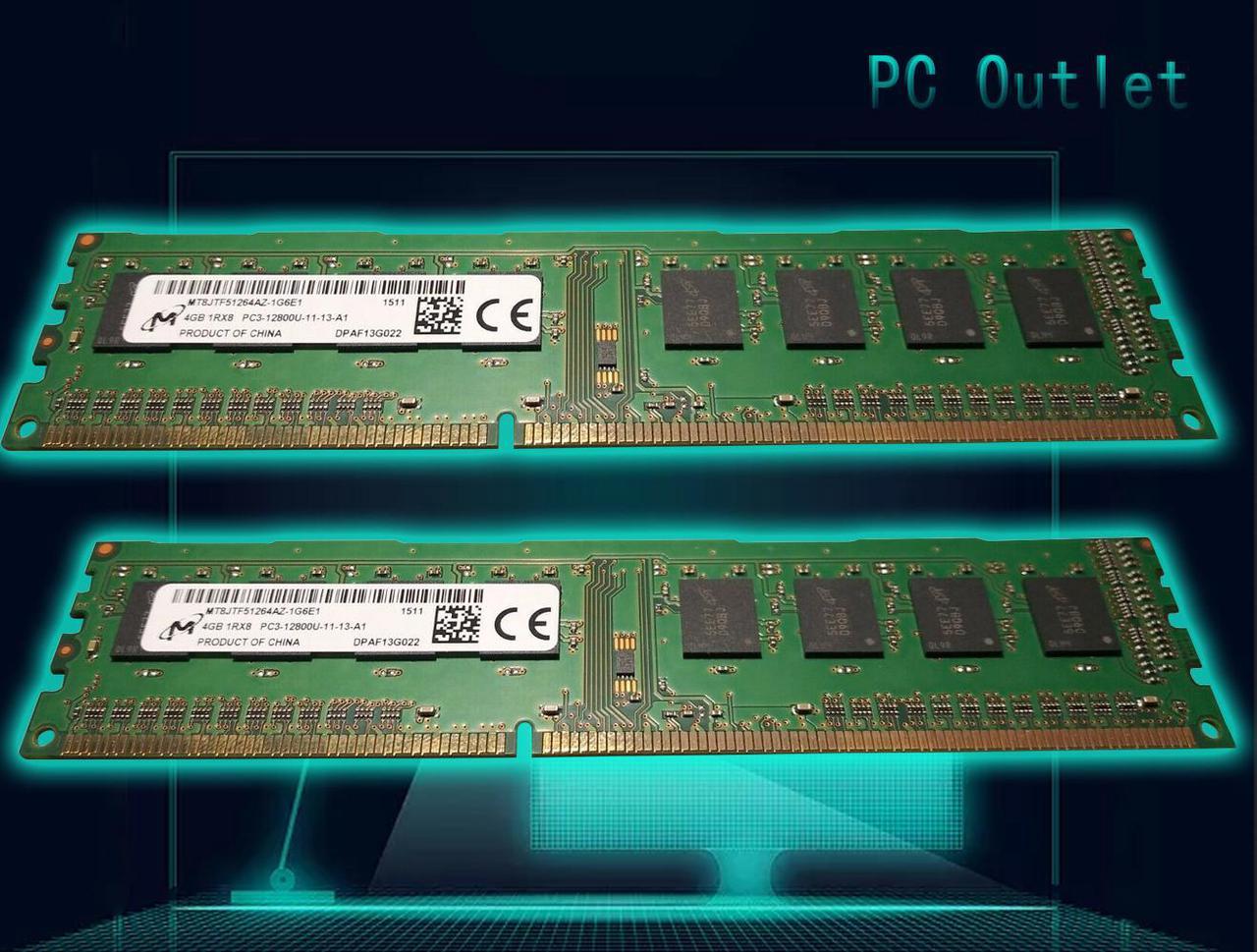 Micron 8GB(2X4GB) MT8JTF51264AZ-1G6E1 1RX8 PC3-12800U-11-11-A1 UDIMM DDR3-1600 Desktop Memory RAM