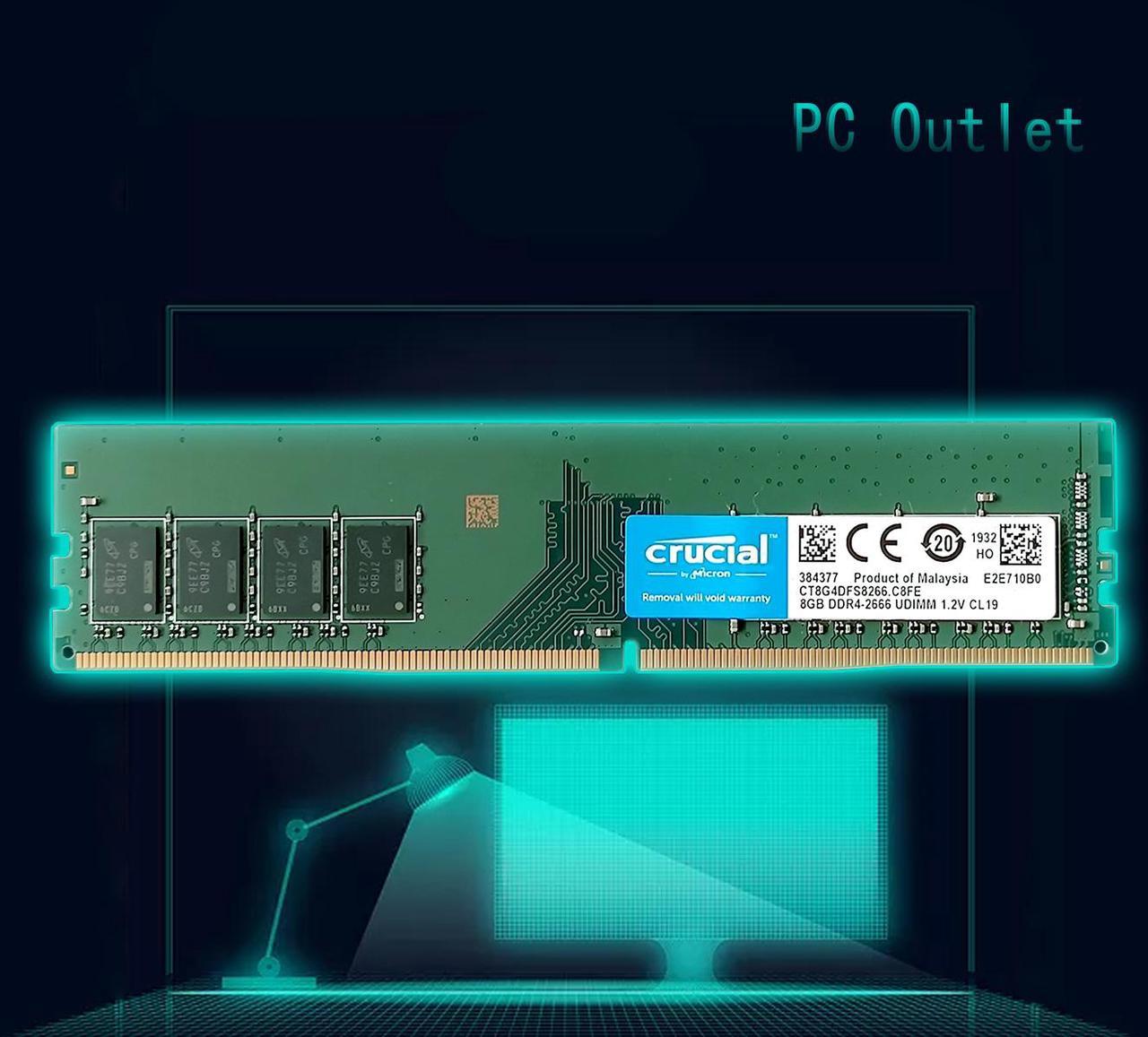 Crucial 8GB DDR4 UDIMM 2666MHz CL19 PC-21300  Single Rank Desktop Memory RAM  CT8G4DFS8266.C8FE