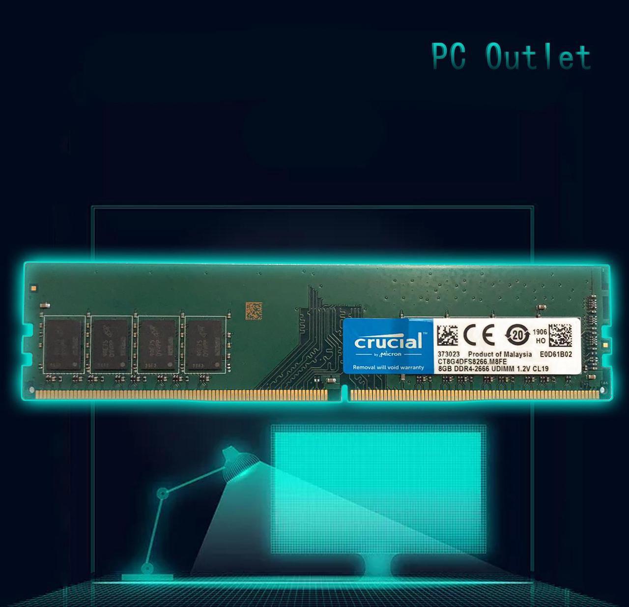 Crucial CT8G4DFS8266.M8FE 8GB 1x8GB PC4-21300 DDR4-2666MHz UDIMM 288-PIN Desktop Memory Ram