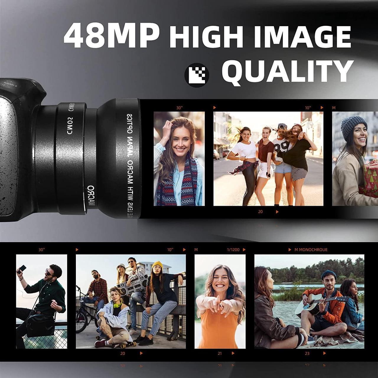Alt view image 2 of 6 - Digital Camera 4K Ultra HD 48MP Camera Vlogging Camera with Wide Angle Lens Digital Zoom 16 x, 3.0 Inch Screen Compact Camera All-in-One Digital Cameras