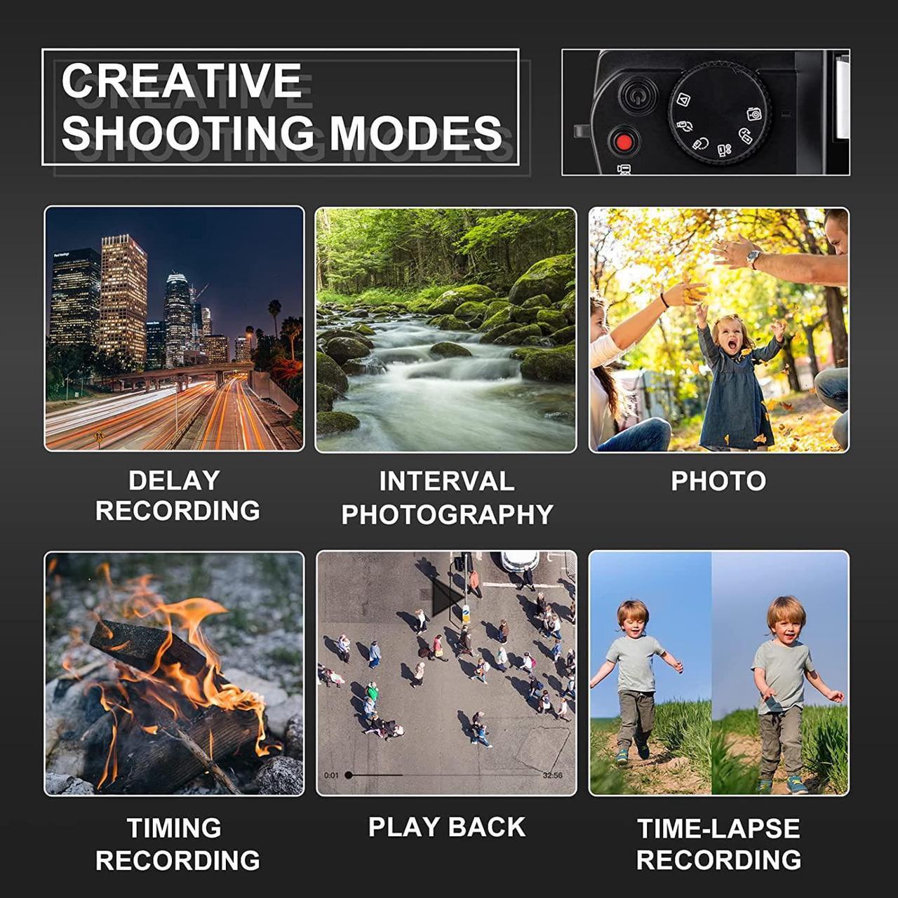 Alt view image 5 of 6 - NBD 4K Digital Camera, 48MP Digital Cameras for Photography. 60FPS Video Camera for Vlogging, Wifi & App Control Vlogging Camera for Youtube, Small Camera with 32GB TF Card.Wide-angle & Macro lens