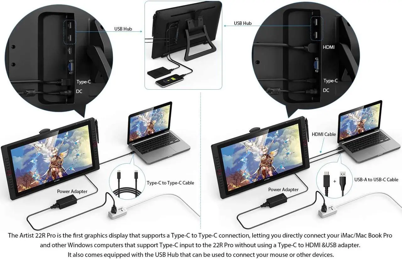 Alt view image 6 of 7 - XP-PEN Artist22R Pro Drawing Monitor 21.5 Inch Pen Display Graphic Tablet with Two Red Dial Wheels,20 Express Keys,2 Battery-Free Stylus with 60° Tilt Sensor,88% NTSC (Adobe RGB 90%,sRGB 120%)
