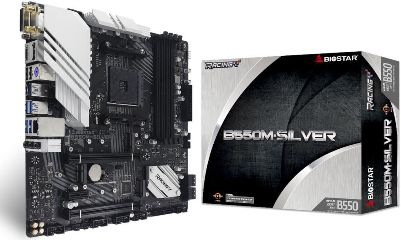 Biostar B550M-Silver AMD AM4 PCIe 4.0 Micro ATX Gaming Motherboard