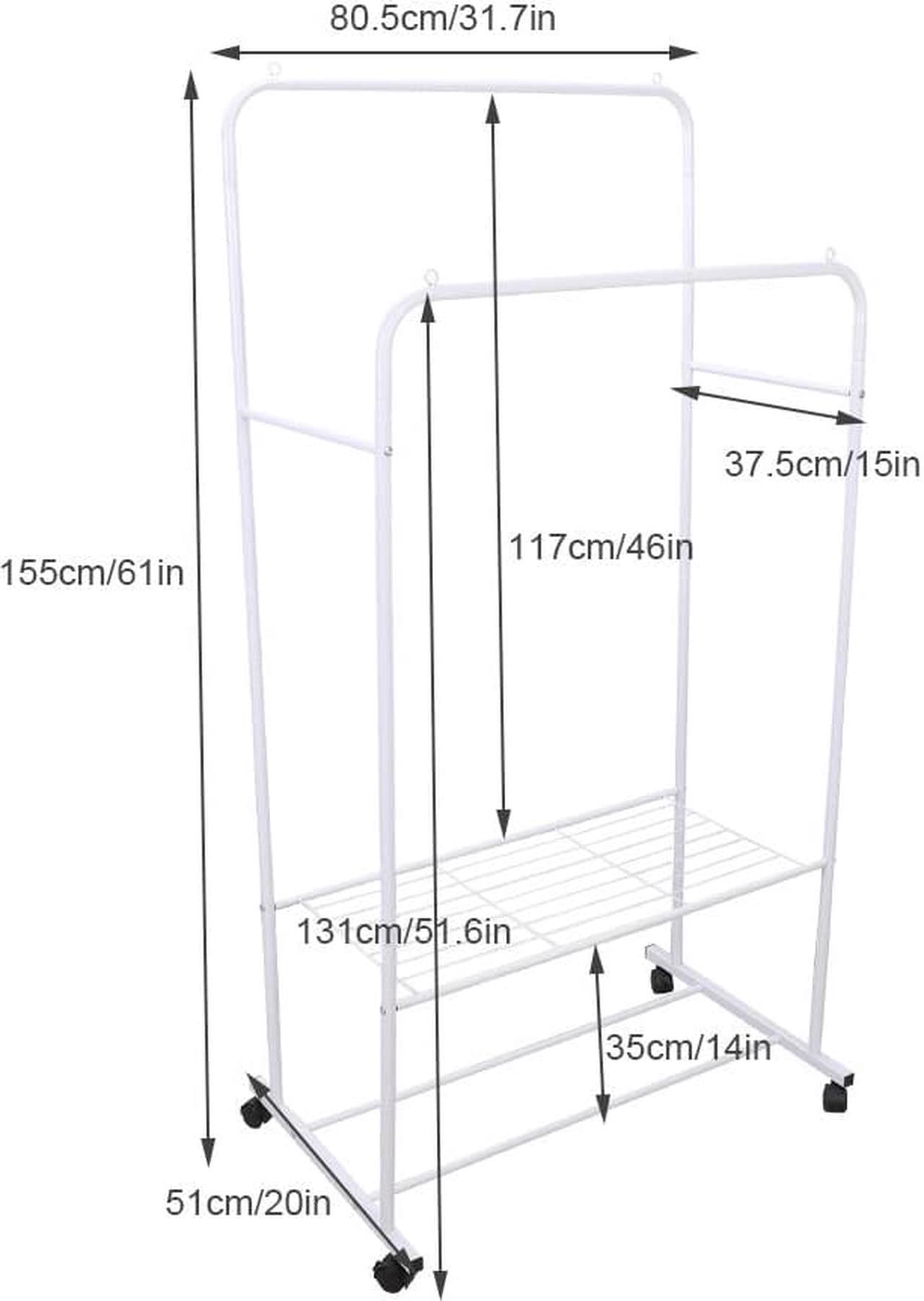 Alt view image 5 of 7 - Fashional simple Double Rail Clothes Rack Rolling Clothes Organizer  Double Rod Portable Clothing Hanging Stand  Display  Garment Rack with 2-tier Storage Shelves