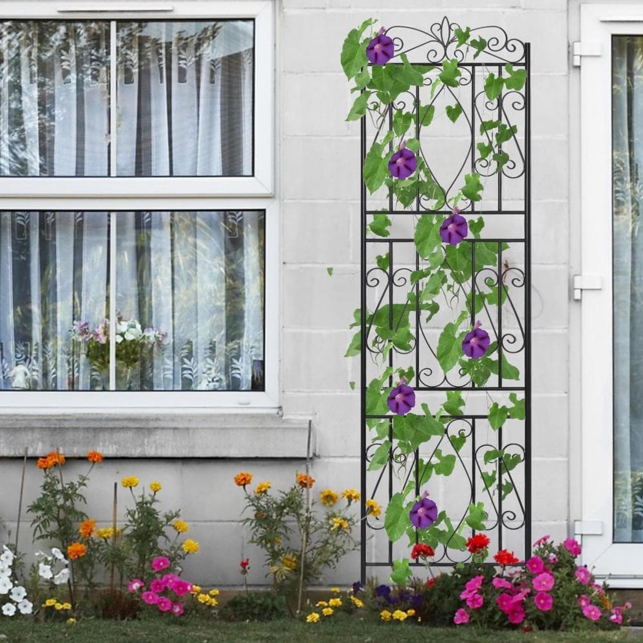 Alt view image 4 of 7 - 6 Panels Rustproof Garden Trellis for Climbing Plants,  71.6'' High Metal Climbing Plants Fencing Barrier, Heavy Duty  Garden Outdoor Indoor Potted Plant Support Stand