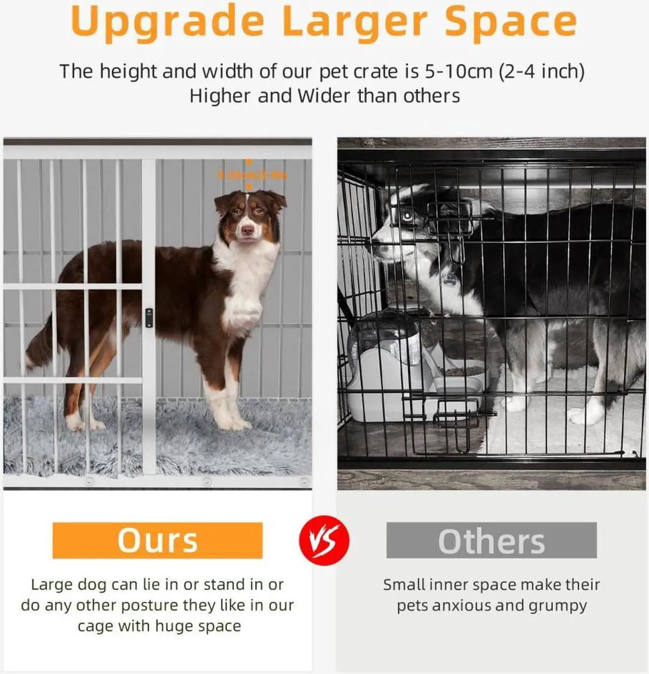 Alt view image 4 of 7 - 3 doors Furniture style  Dog Crate,  Wooden Dog Crate Table, Indoor Dog Kennel, Dog House, Dog Cage Medium with  Removable Tray Medium White