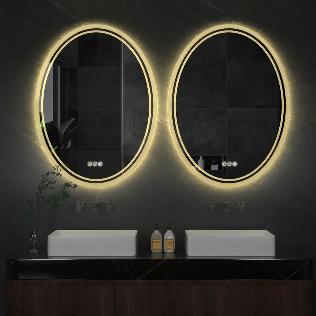 Main image of Led Oval Illuminated Bathroom Mirror Wall Mounted Anti Fog Make Up Mirror