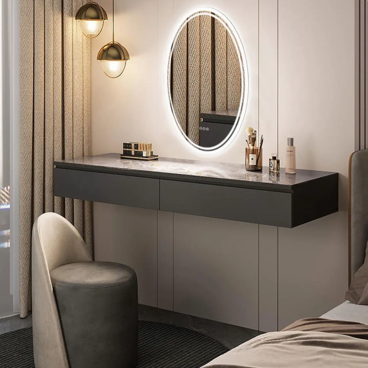 Alt view image 3 of 7 - Led Oval Illuminated Bathroom Mirror Wall Mounted Anti Fog Make Up Mirror
