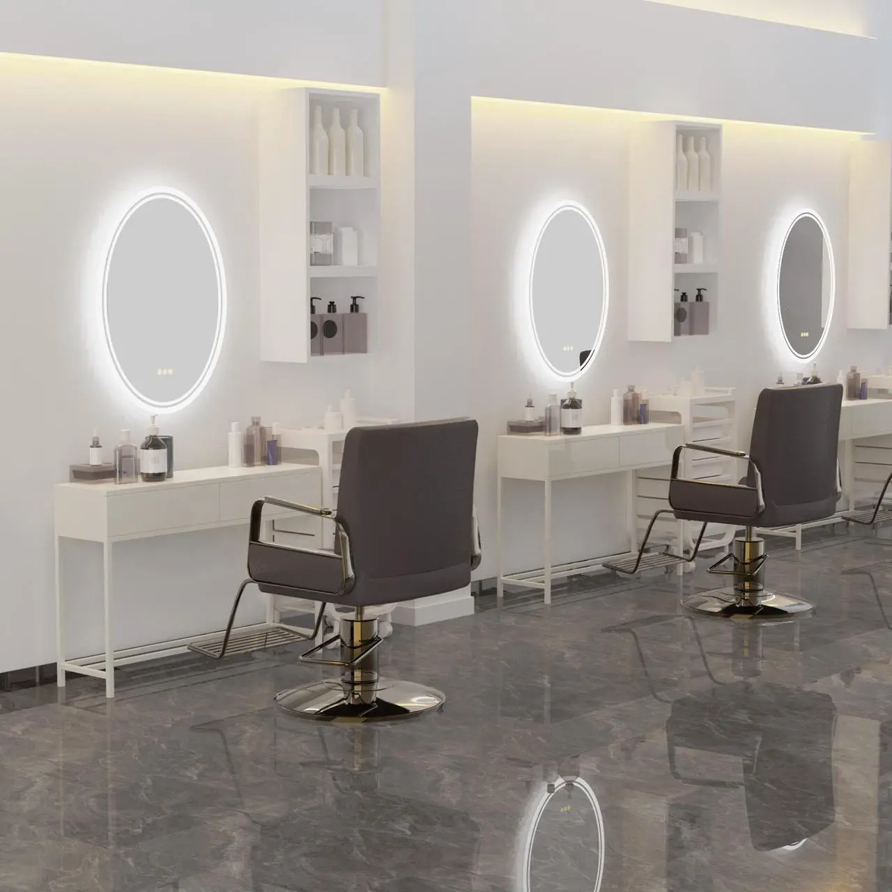 Alt view image 4 of 7 - Led Oval Illuminated Bathroom Mirror Wall Mounted Anti Fog Make Up Mirror
