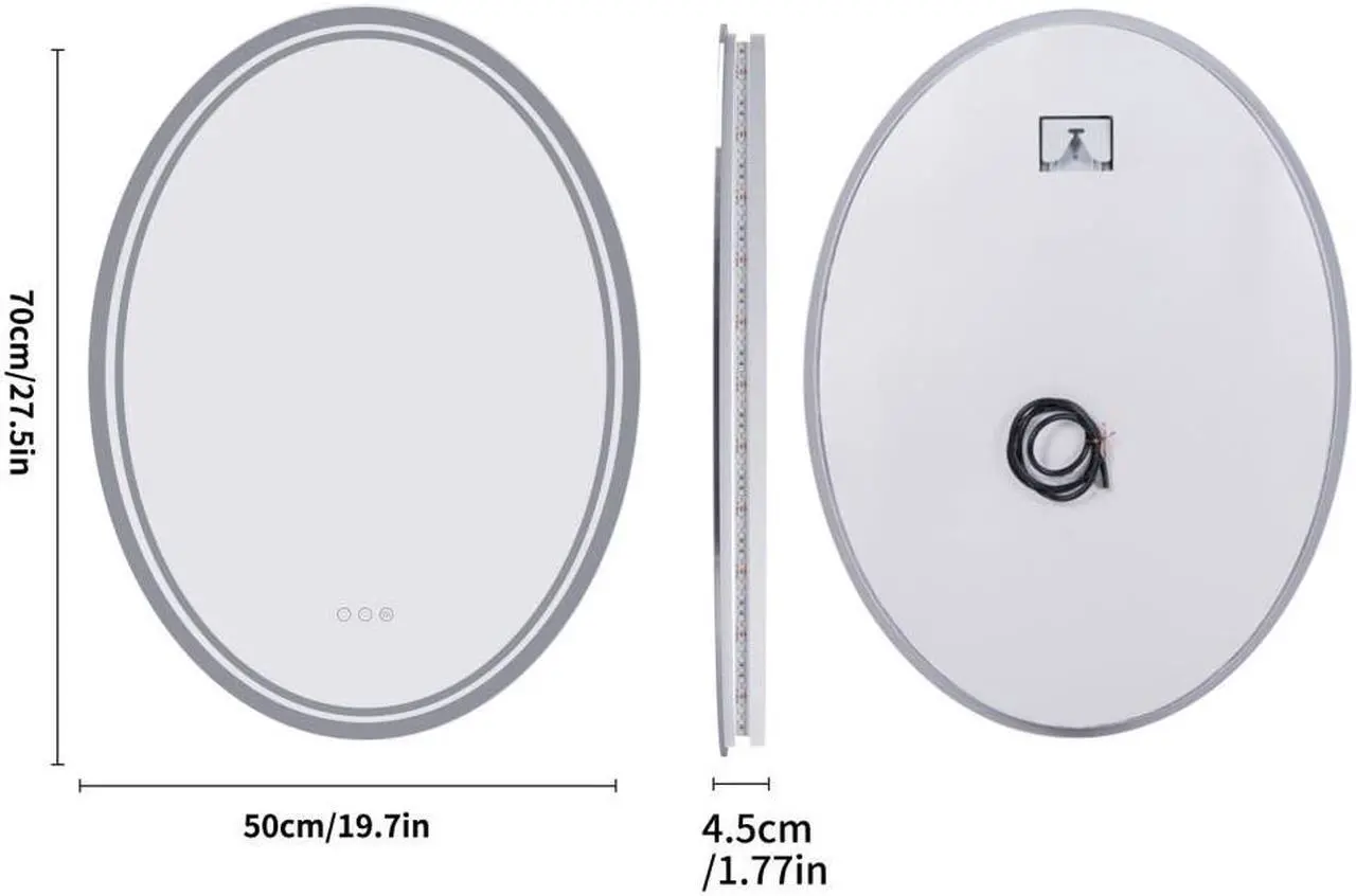 Alt view image 7 of 7 - Led Oval Illuminated Bathroom Mirror Wall Mounted Anti Fog Make Up Mirror