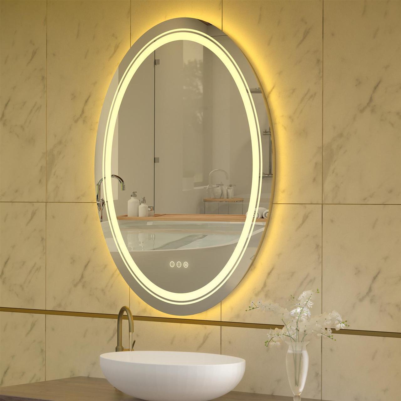 Main image of Jumbo Oval  LED Backlit Light Bathroom Mirror Antifog  Wall Mount Dimmable Makeup Mirror