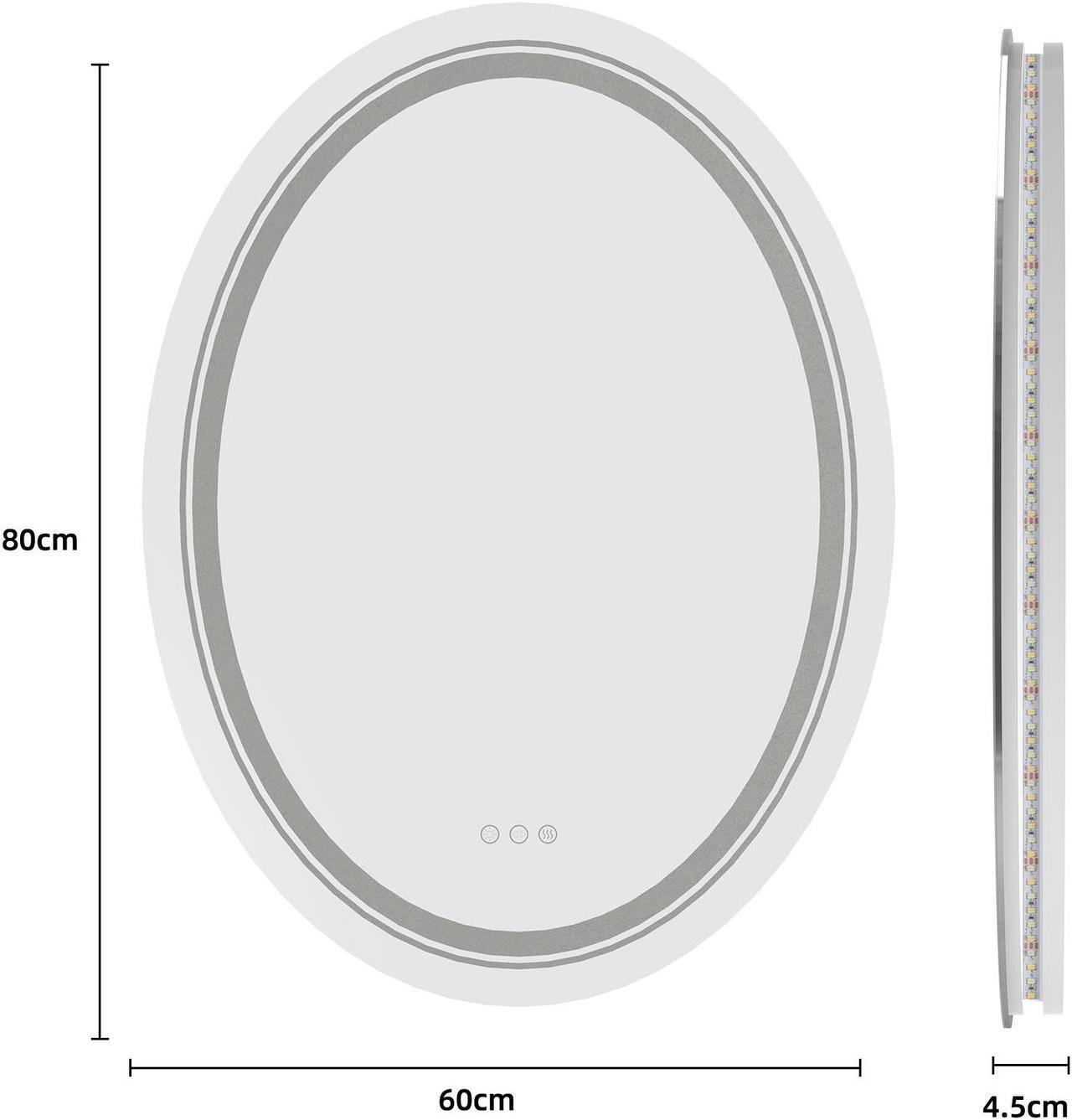 Alt view image 7 of 7 - Jumbo Oval  LED Backlit Light Bathroom Mirror Antifog  Wall Mount Dimmable Makeup Mirror