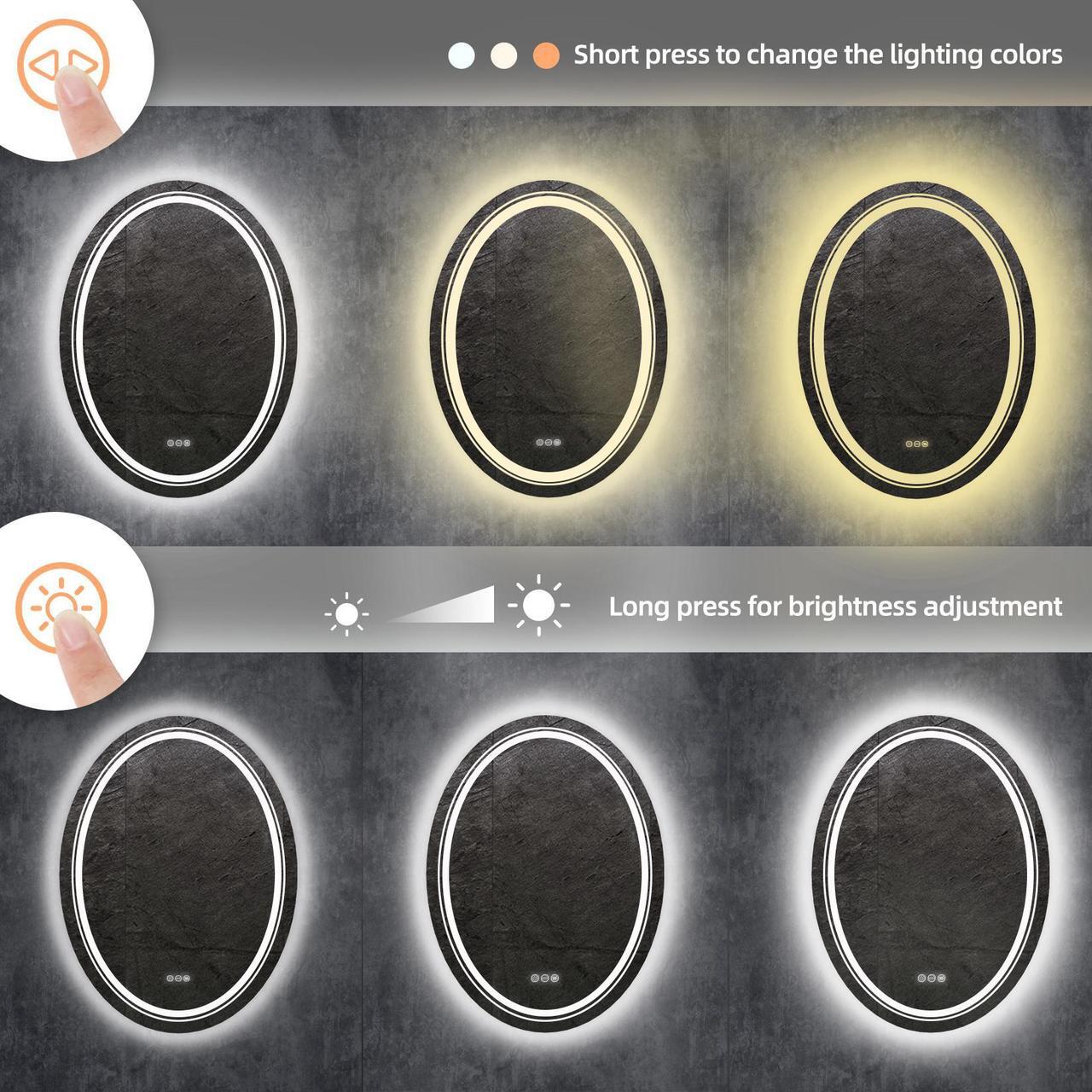 Alt view image 6 of 7 - Jumbo Oval  LED Backlit Light Bathroom Mirror Antifog  Wall Mount Dimmable Makeup Mirror