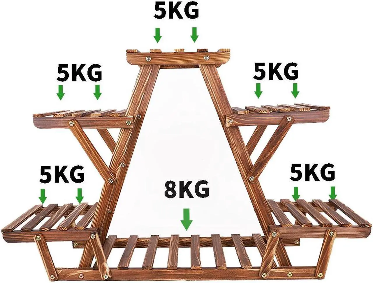Alt view image 6 of 7 - Carbonized Wood Plant Stand Flower Display Rack Large Storage For Indoor Outdoor