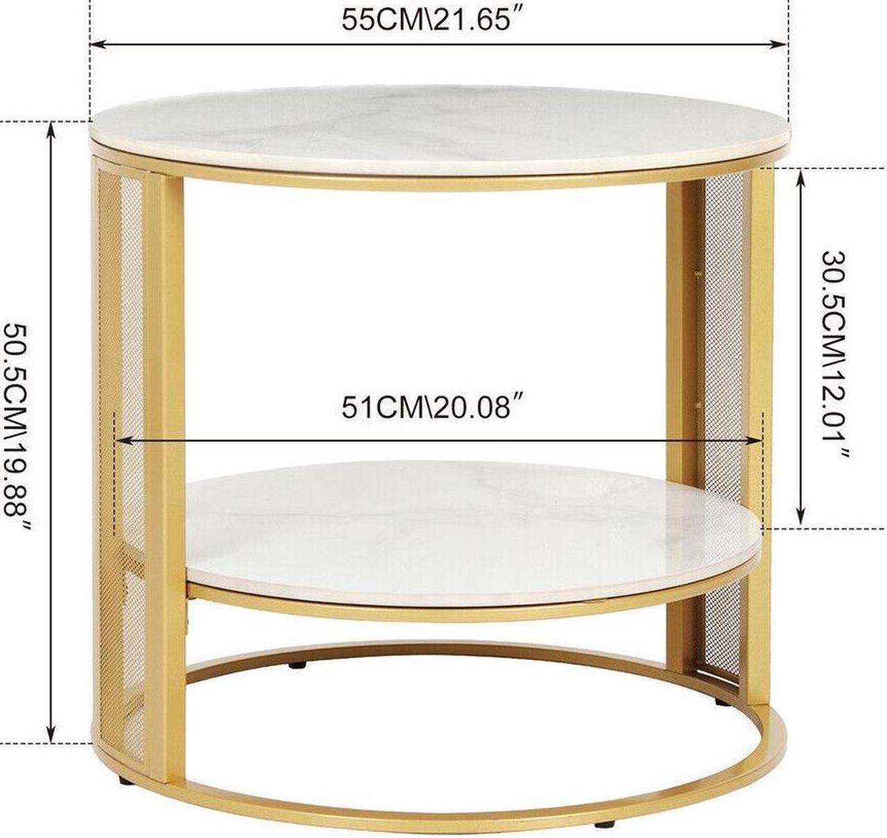 Alt view image 7 of 7 - 2 Tier XXL-Large Marble Coffee Table Luxury End Side Table Metal Wire Mesh Frame
