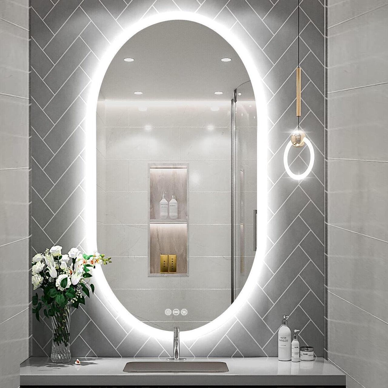 Alt view image 3 of 7 - 48 x 24 Inch Oval LED Smart Bathroom Mirror Anti-Fog Bathroom Led  Vanity Make up Mirror Backlit Wall Mirror Dimmable Lights with Memory Function