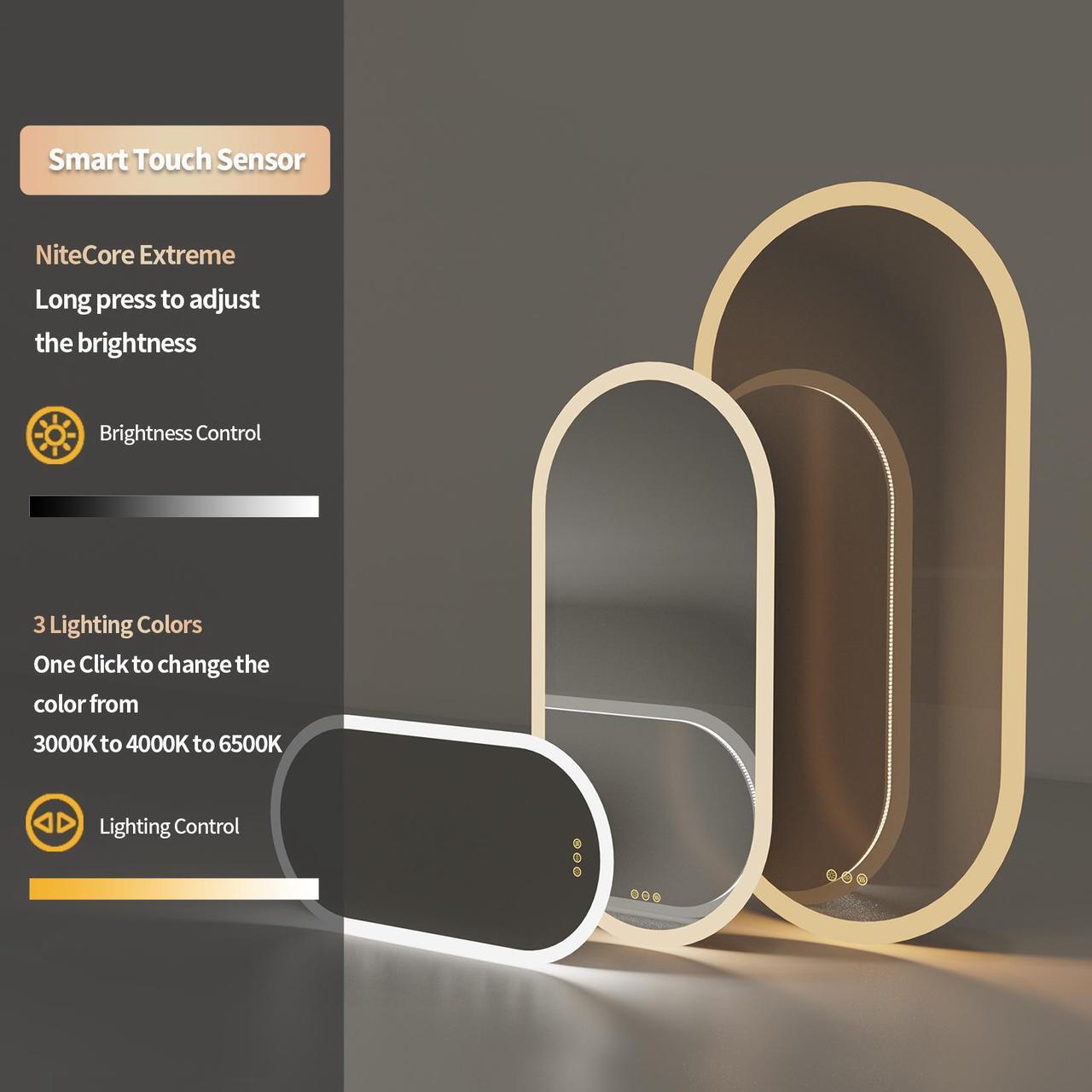 Alt view image 5 of 7 - 48 x 24 Inch Oval LED Smart Bathroom Mirror Anti-Fog Bathroom Led  Vanity Make up Mirror Backlit Wall Mirror Dimmable Lights with Memory Function