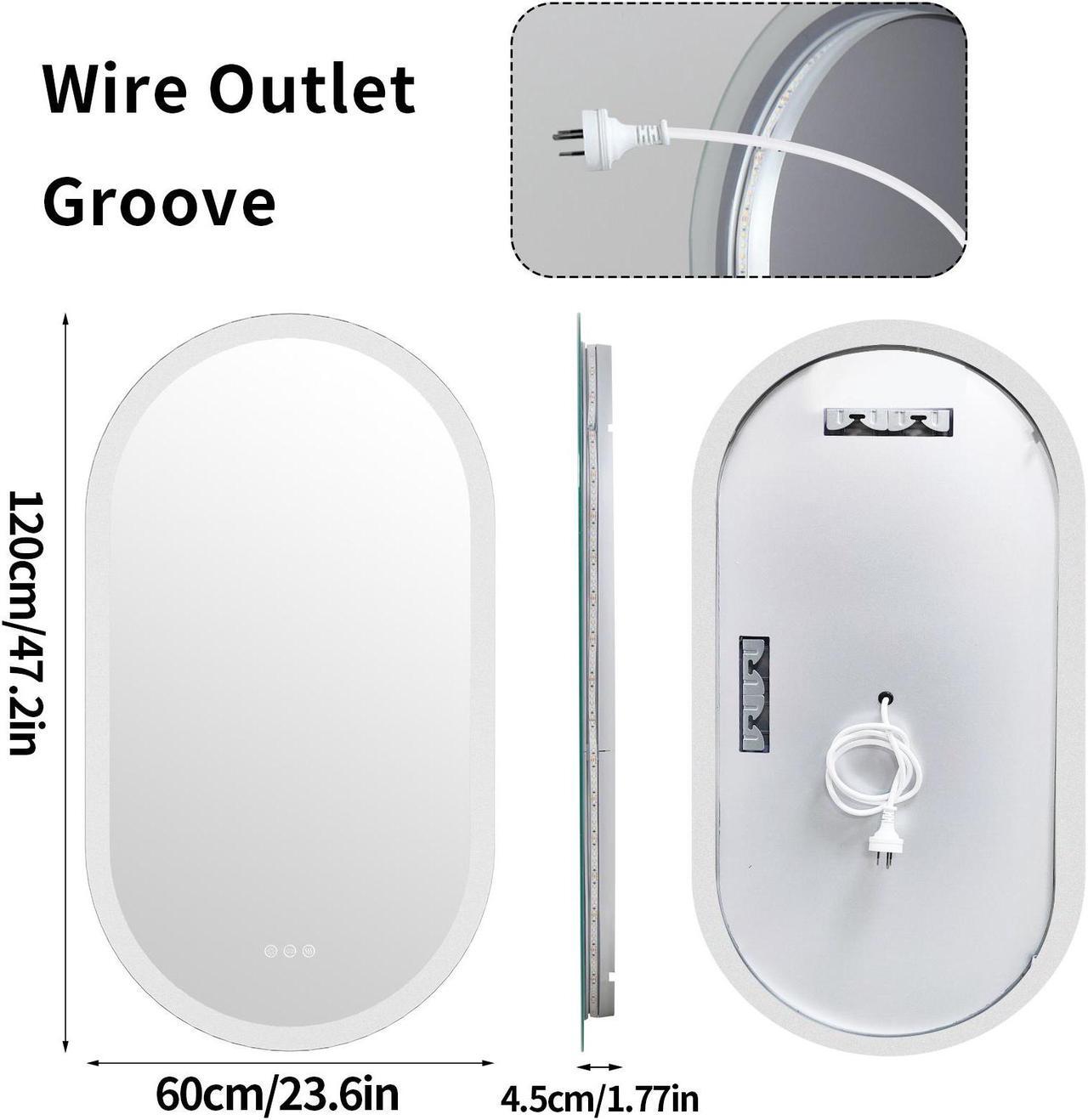 Alt view image 7 of 7 - 48 x 24 Inch Oval LED Smart Bathroom Mirror Anti-Fog Bathroom Led  Vanity Make up Mirror Backlit Wall Mirror Dimmable Lights with Memory Function